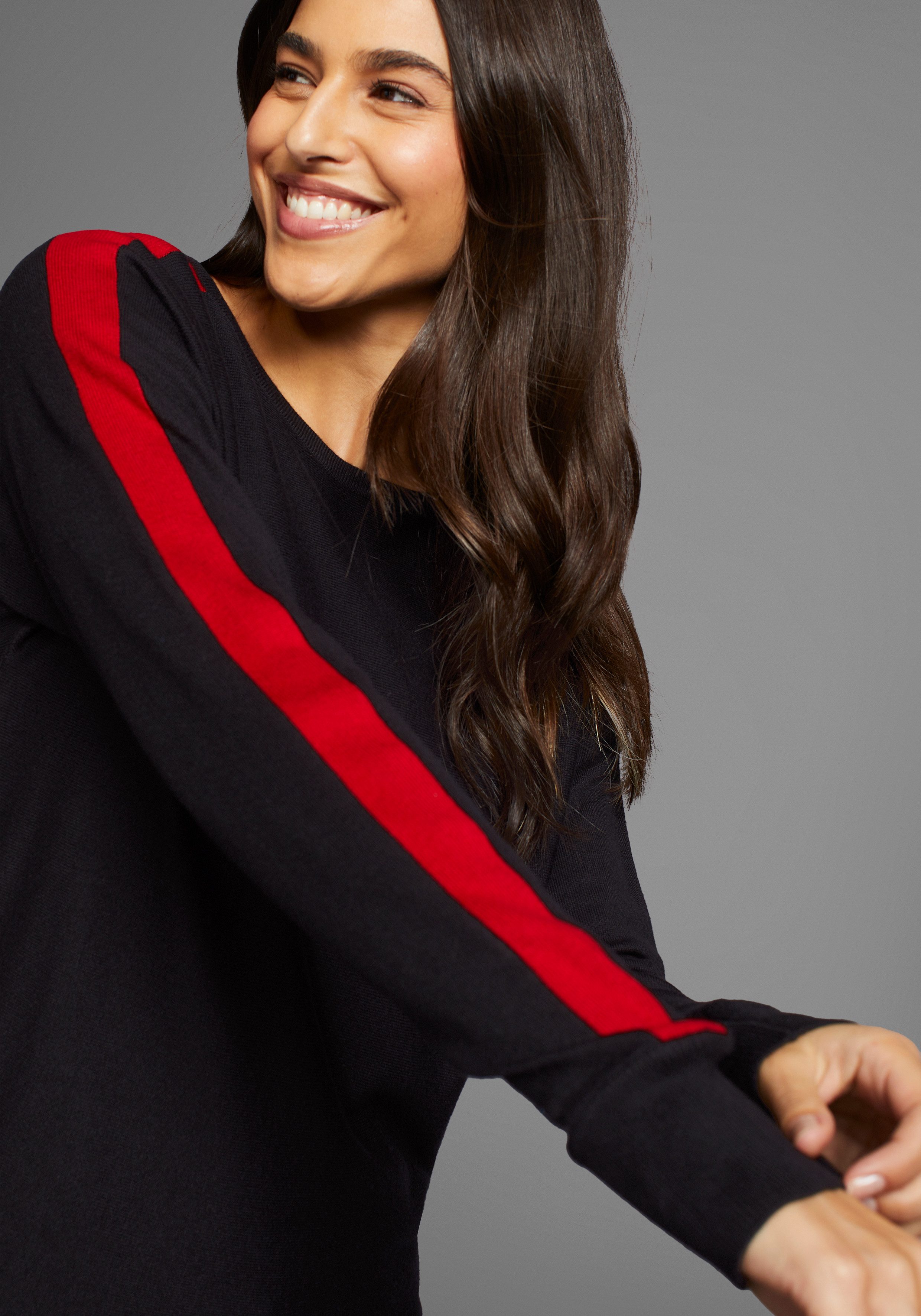 Laura Scott Strickpullover mit farblich abgesetzten Kontraststreifen