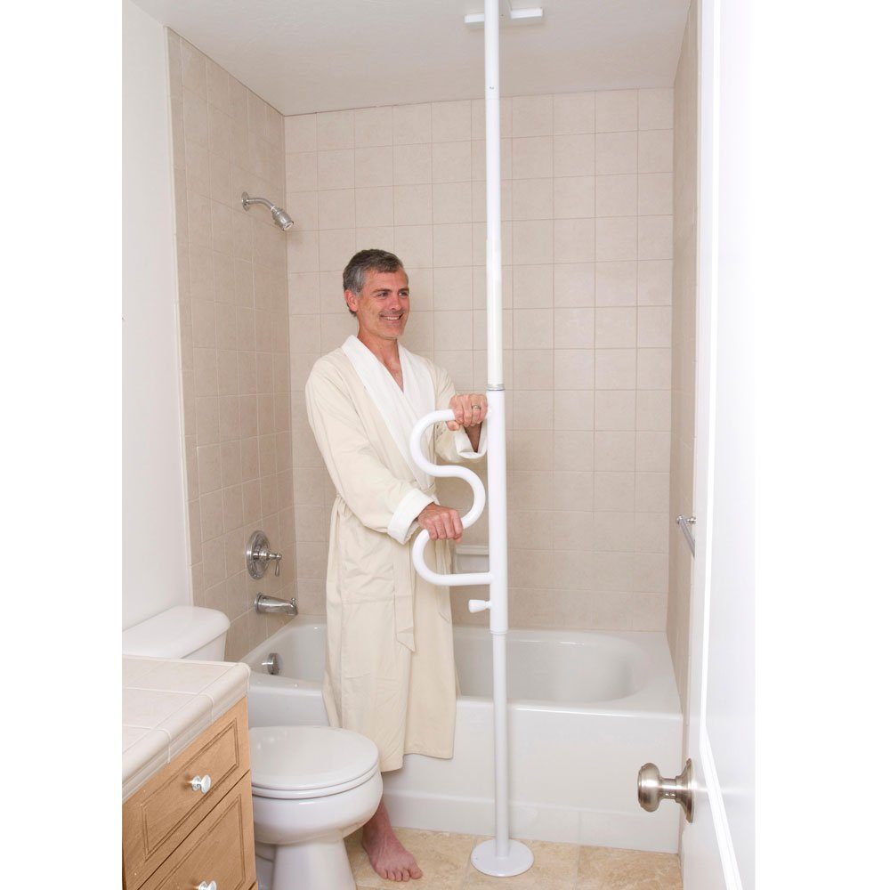 rehastage Badewannentablett Pole Boden-Deckenstange mit Griff - Ohne Bohren