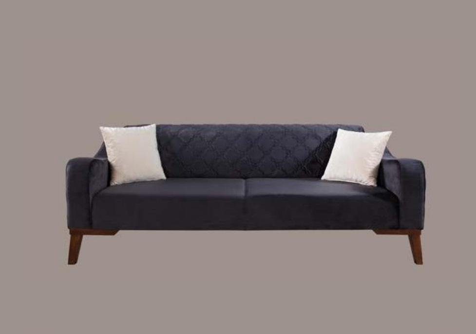 JVmoebel Sofa Schwarz Dreisitzer Samt Couch Wohnzimmer Couchen Sofa, Made in Europe