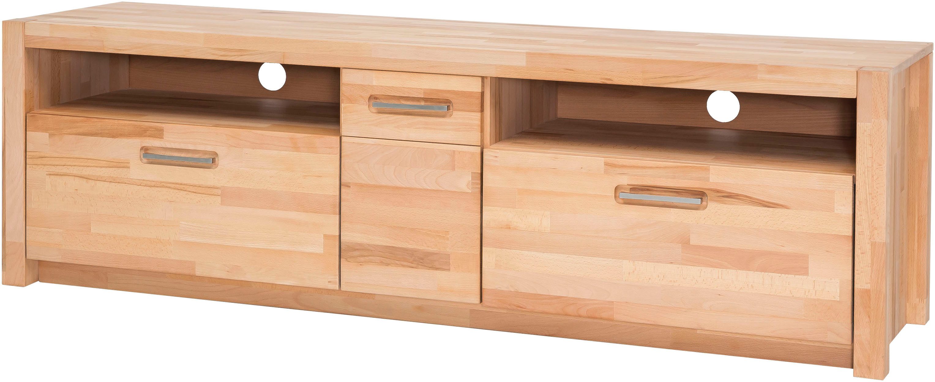 MCA living Lowboard Fenja TV-Element, Kommode,TV-Möbel,Breite 185 cm (Set, 1 St., 1 Stück), Massivholz, 2 Schubkästen, 2 offene Fächer, 1 Tür, TV-Größe 70 Zoll