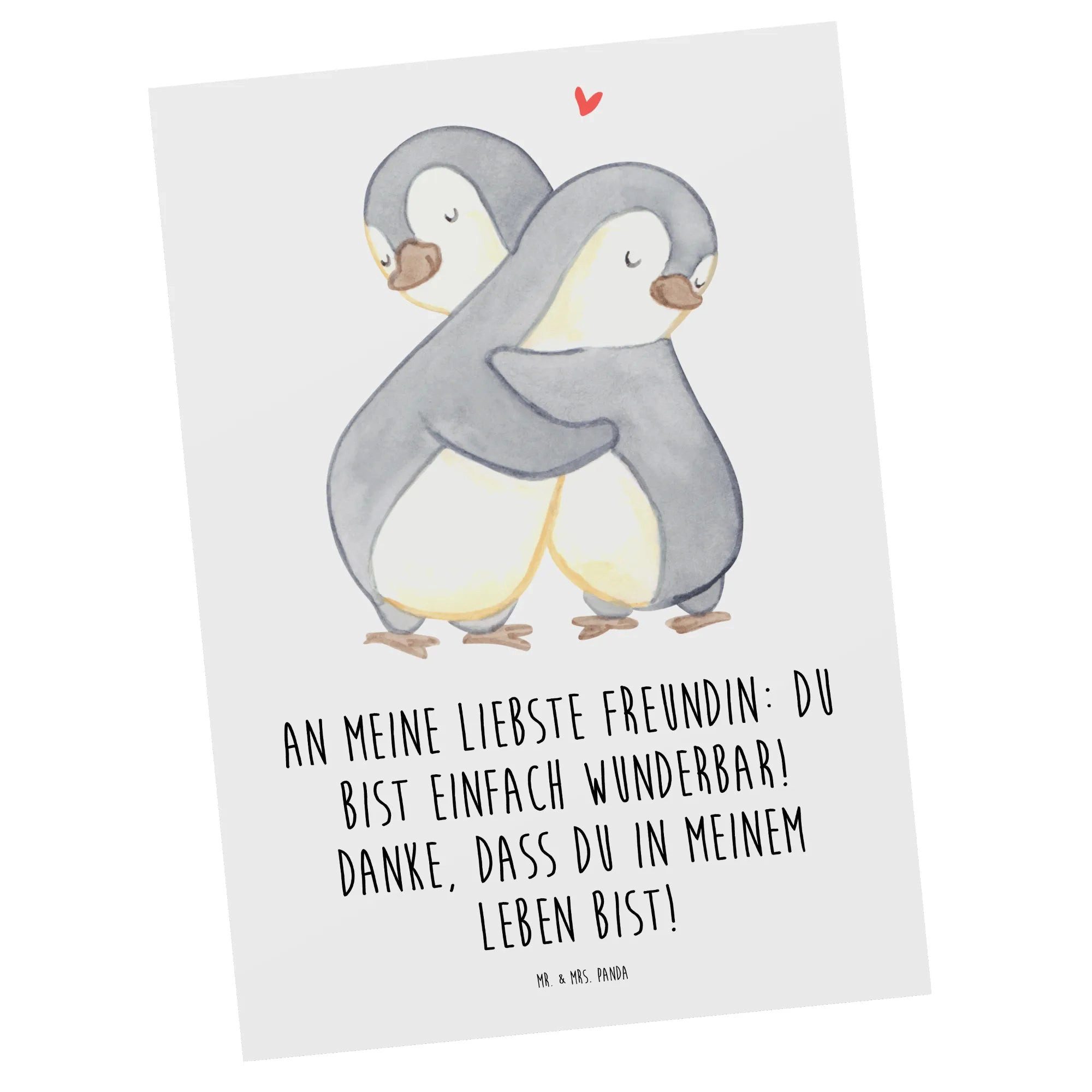Mr. & Mrs. Panda Postkarte Liebste Freundin - Weiß - Geschenk, Freundschaft, Liebe, Karte, Dankb, Glänzende Vorderseite
