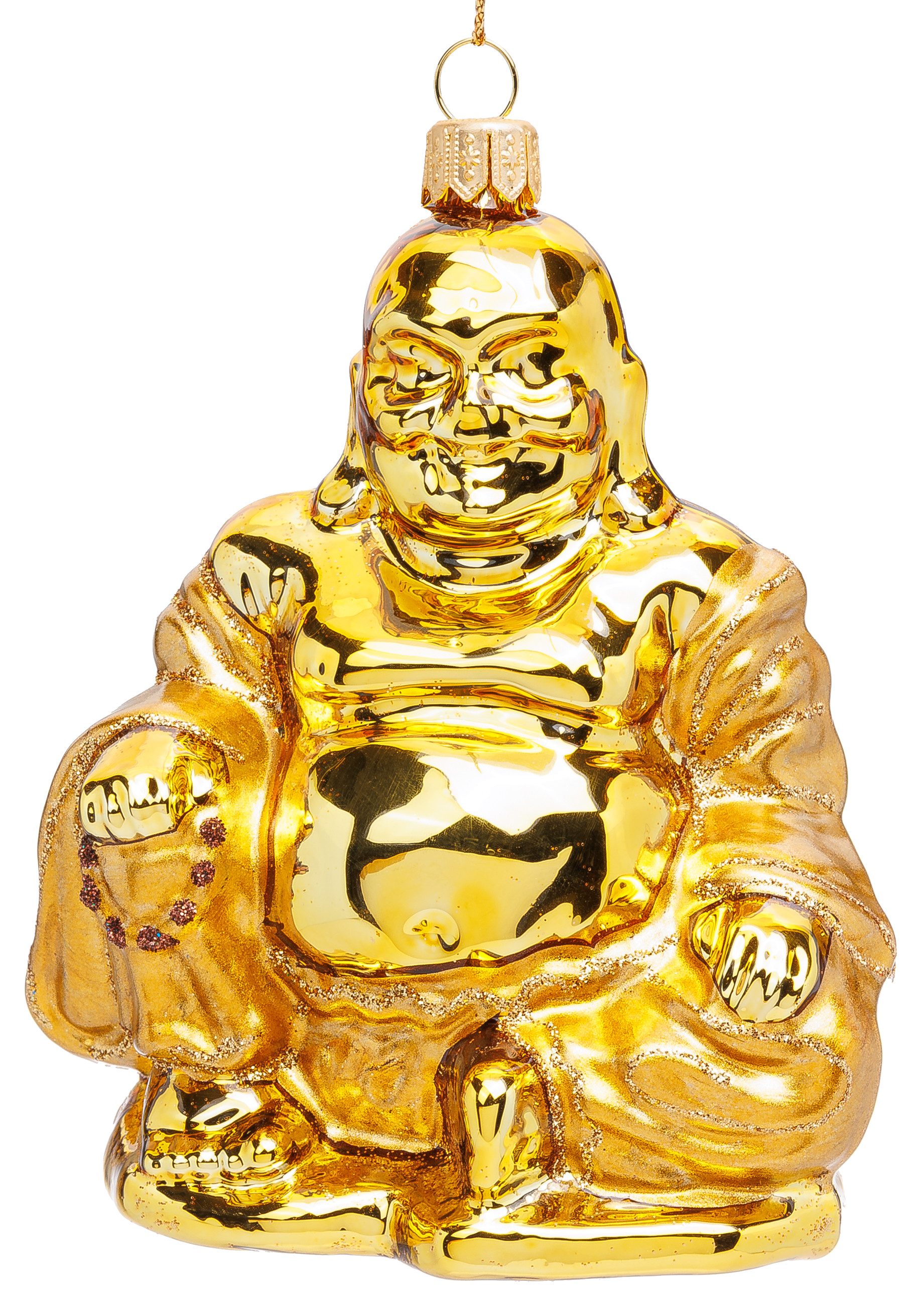 SIKORA Weihnachtsbaumkugel Goldener Buddha besondere Weihnachtskugel Glas F günstig online kaufen