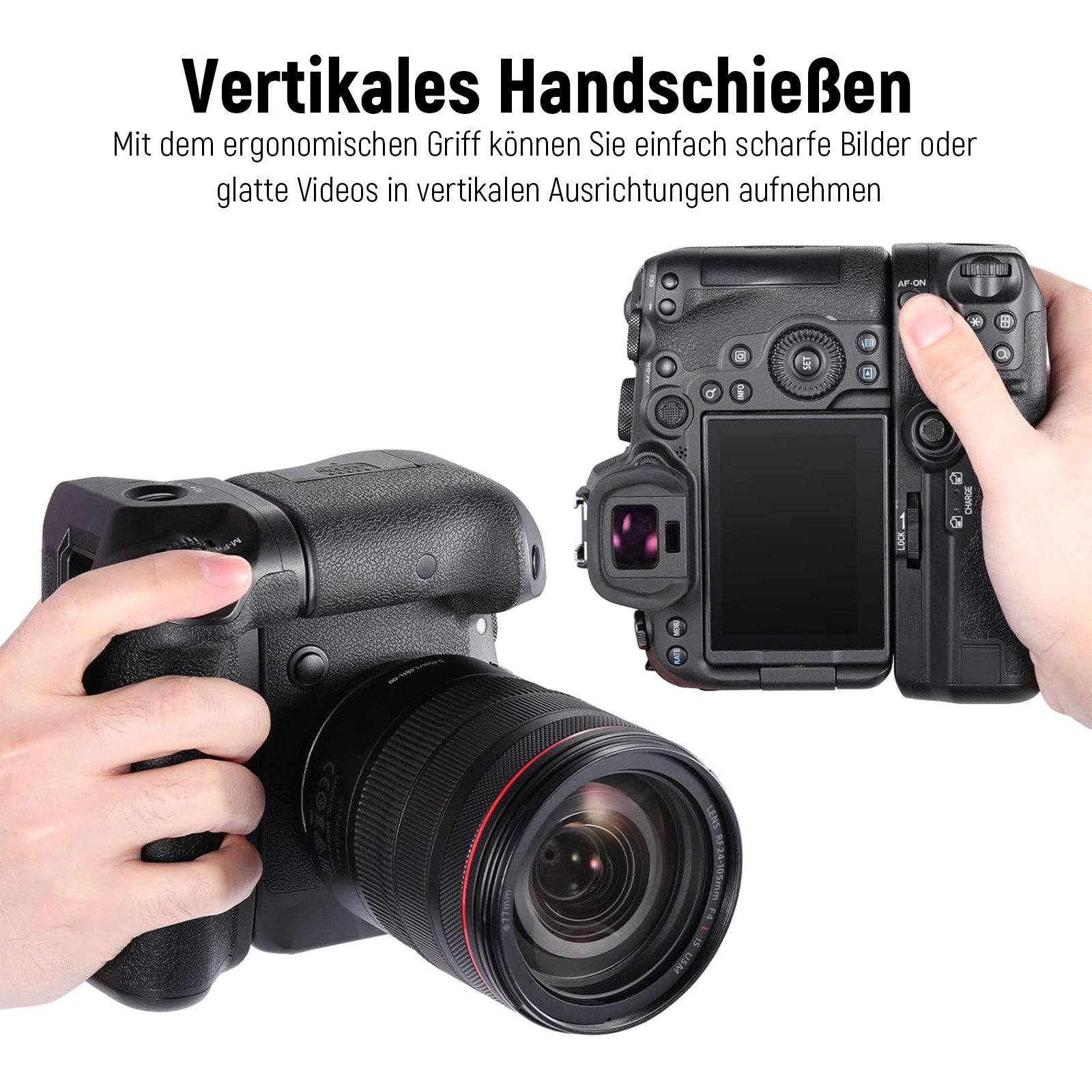 Neewer Batteriegriff BG-R10 Batteriegriff für Canon R5/R6 mit LP-E6 Batterien, Doppelte Batterielebensdauer