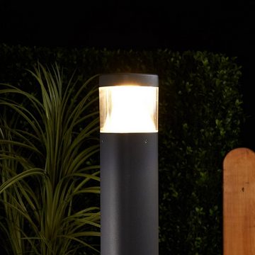 Lucande LED Sockelleuchte Milou, LED-Leuchtmittel fest verbaut, warmweiß, Modern, Aluminium, Polycarbonat, anthrazit, klar, 1 flammig, inkl.