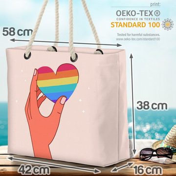 VOID Strandtasche (1-tlg), Hand Herz Regenbogen Streifen gestreift Hände Gay pride flag parade c