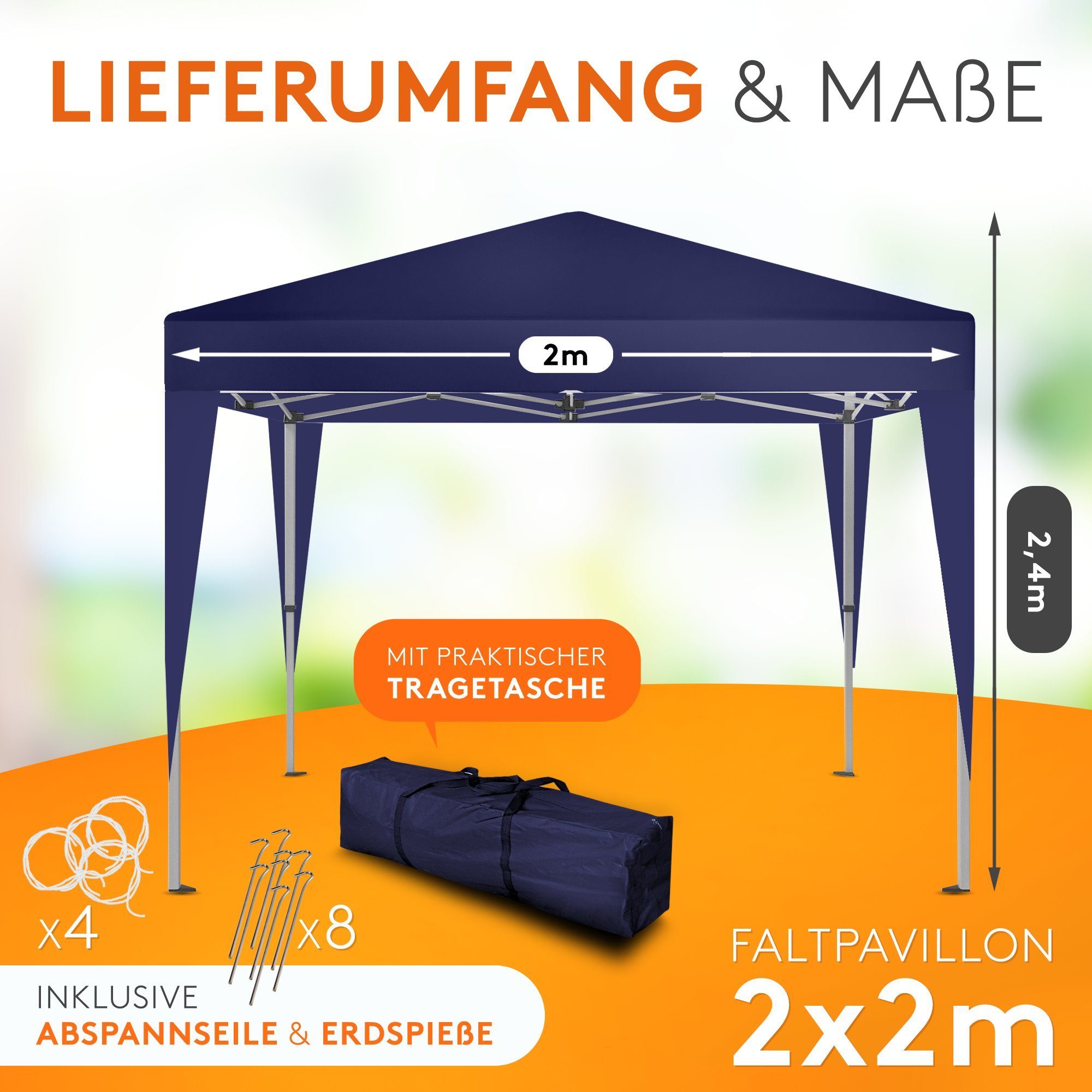 Kronenburg Partyzelt Faltpavillon 2x2 m wasserdicht günstig online kaufen