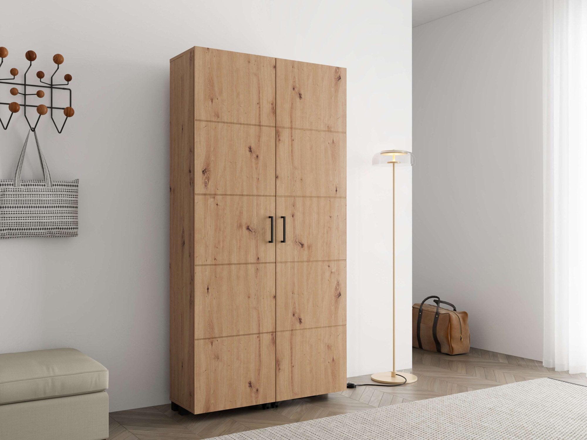 Home affaire Schuhschrank Islay, Drehtüren auf Rollen, B/T/H: 91,6/32,4/184,4 cm Schuhkommode mit Platz für ca. 40 Paar Schuhe bis Gr. 40