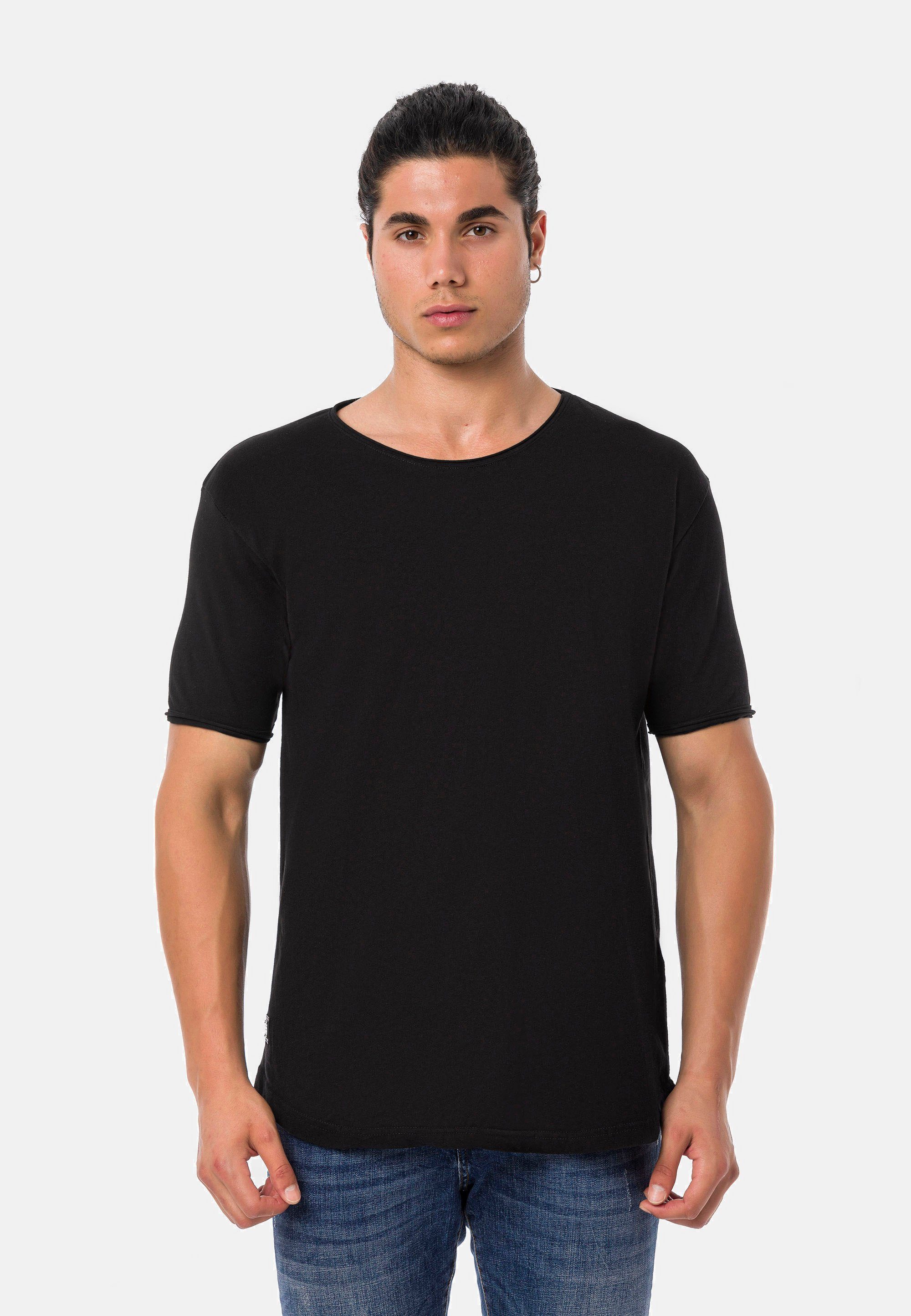 RedBridge T-Shirt Taunton mit abgerundeten Saum schwarz