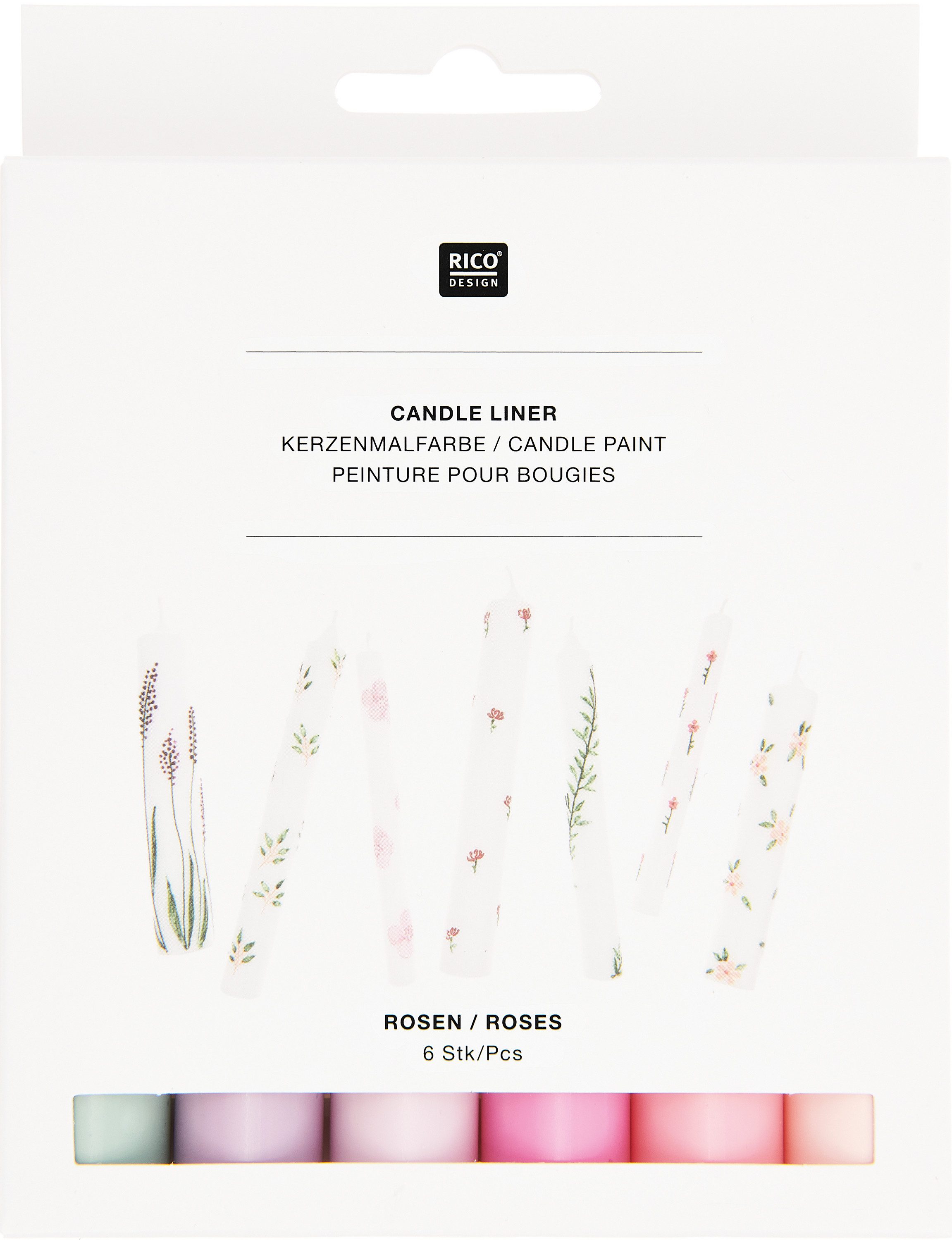 Rico Design Bastelfarbe Candle Liner Set Roses, 6 Stück