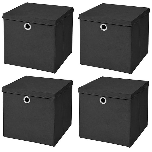 StickandShine Faltbox “4 Stück 32 x 32 x 32 cm Faltbox mit Deckel Stoffbox Aufbewahrungsbox (4er SET 32x32x32) in verschiedenen Farben 32cm”