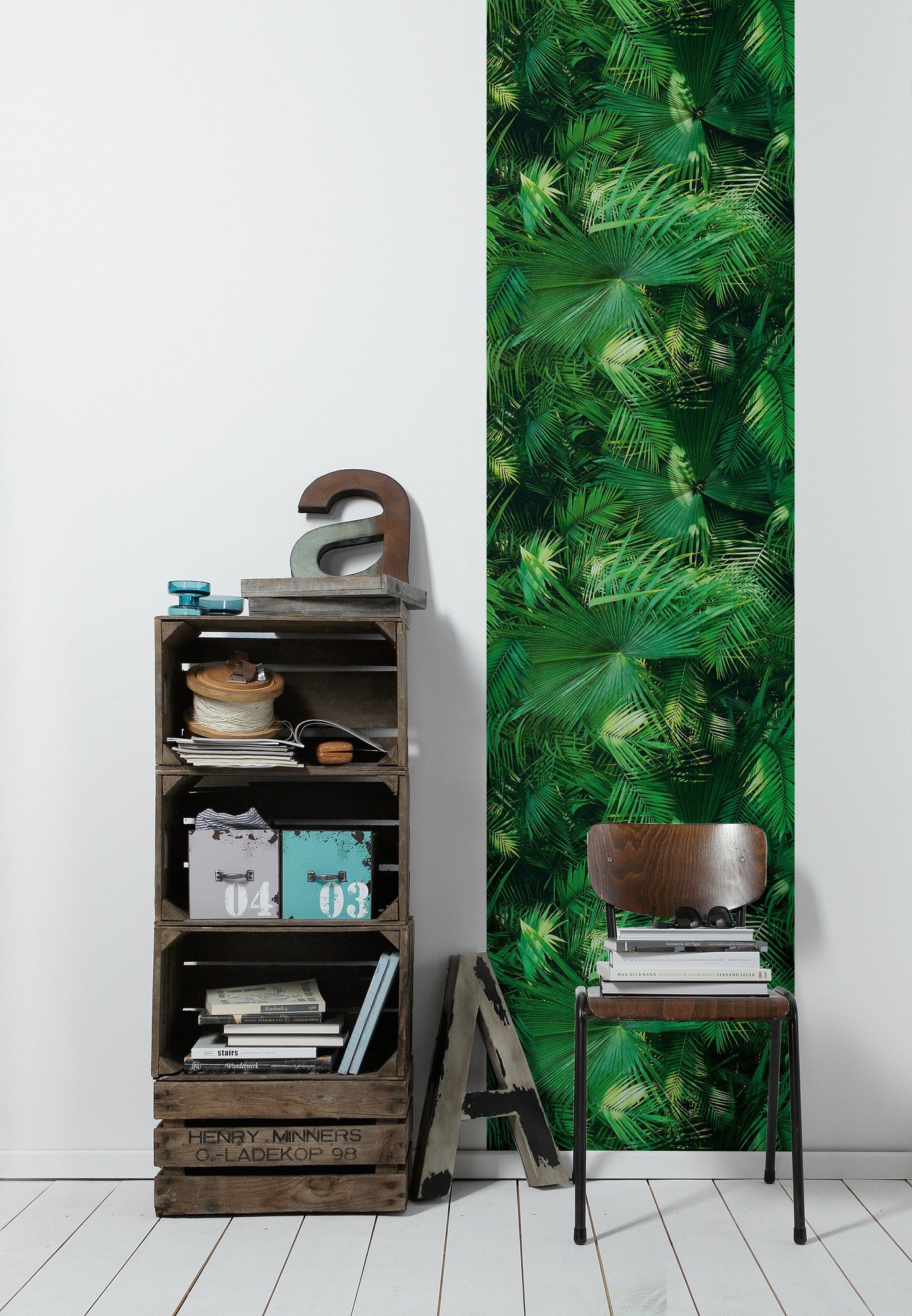 living walls Vinyltapete Pop Up Panel 3D, glatt, floral, tropisch, botanisch, Vinyl Wand Schräge Tür Tapeten Wohnzimmer Schlafzimmer Küche Flur Büro