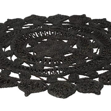 Fußmatte mit Muster 75cm Jute schwarz, Rund