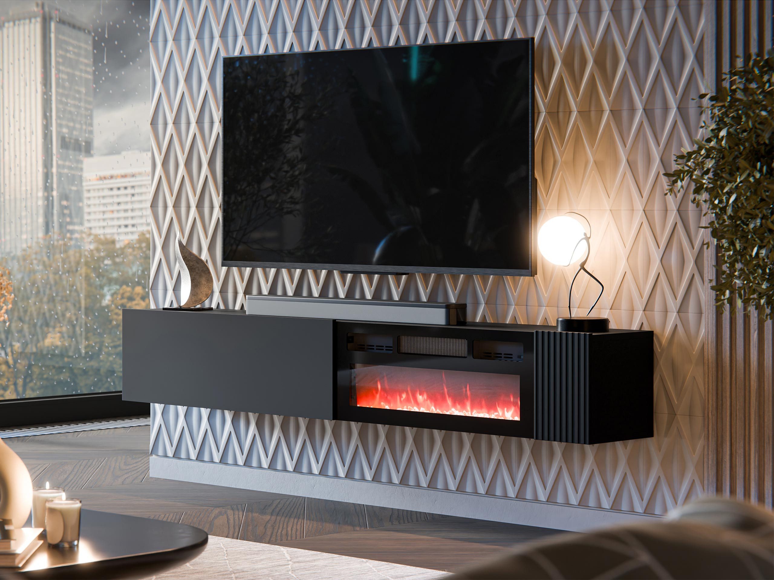 MIRJAN24 TV-Schrank Capital 200 EF mit Kamin (mit Drehtür und Klappe) Reali günstig online kaufen