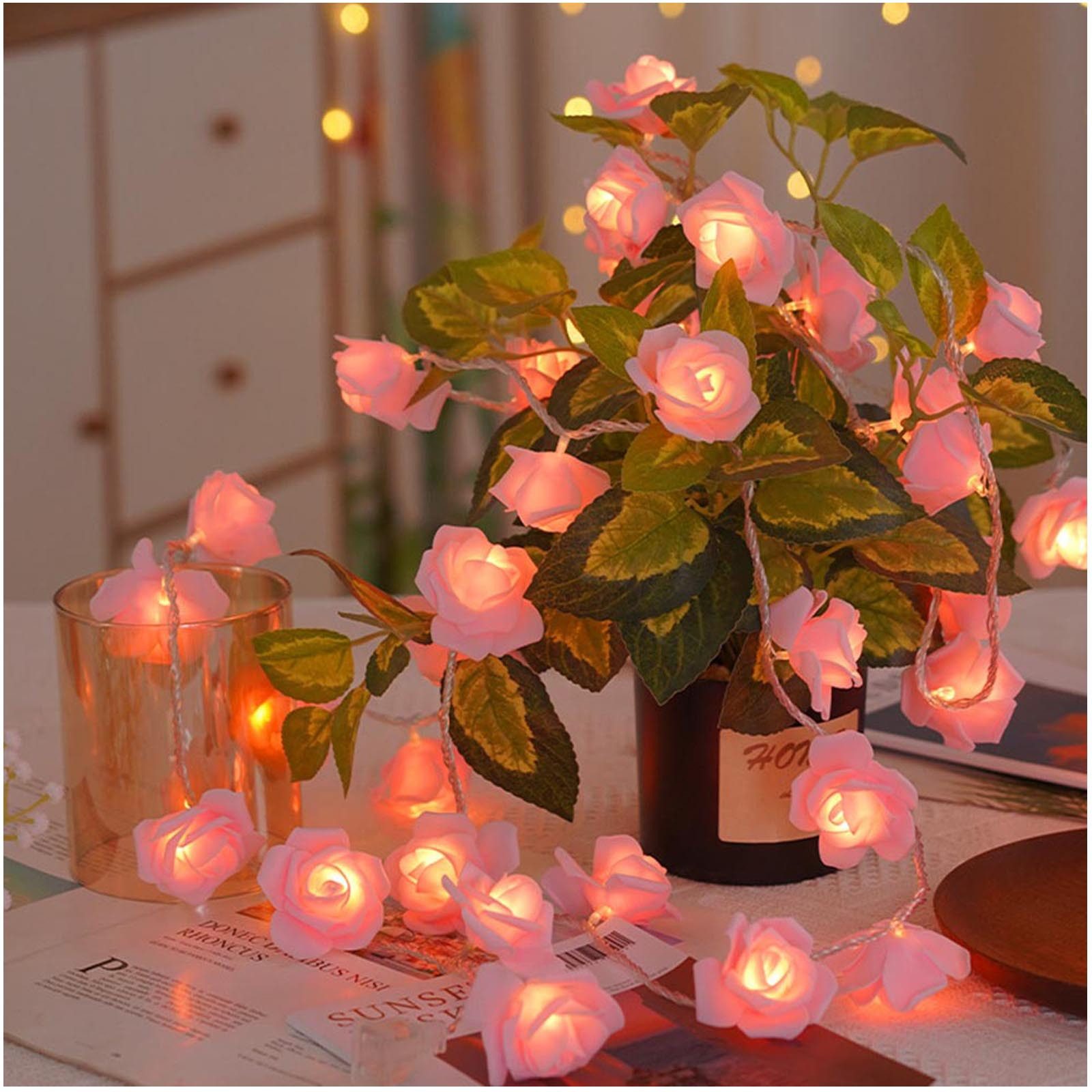 Qualra LED-Lichterkette Deko Rosen Lichterkette Blumen günstig online kaufen