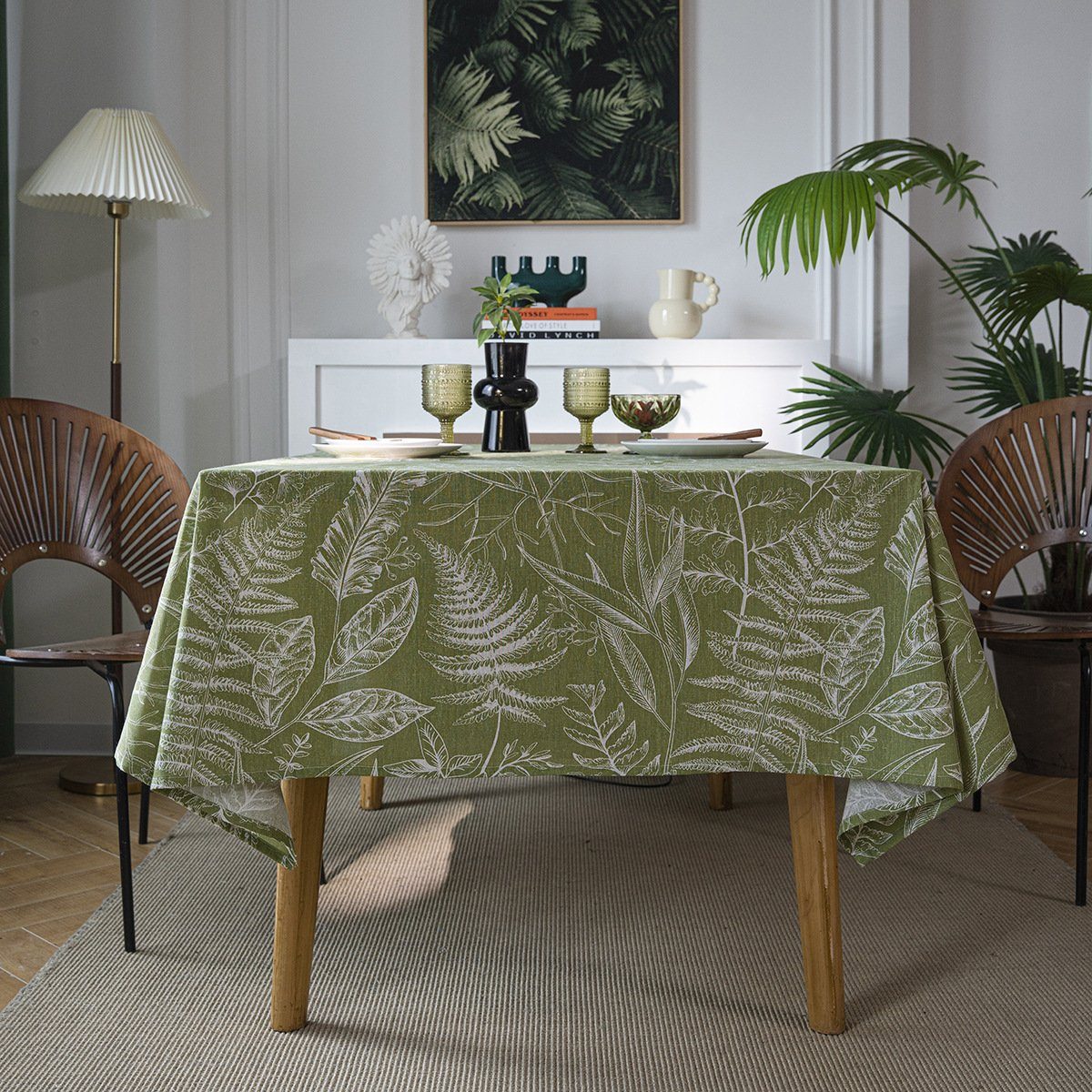 Aatrx Tischdecke Tischdecke, Tischdecke mit grünen Blättern, rechteckige Tischdecke (1-tlg)