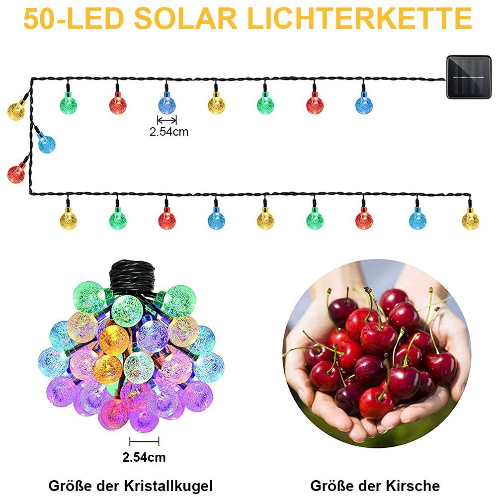 MUPOO LED-Lichterkette LED-Solarleuchten 5M Multicolor 9.5M Dekor Garten Modi, Außen-lichterkette Wasserdicht,3 20LEDs/ Party Festliche Patio Farben,für 2/8 50LEDs