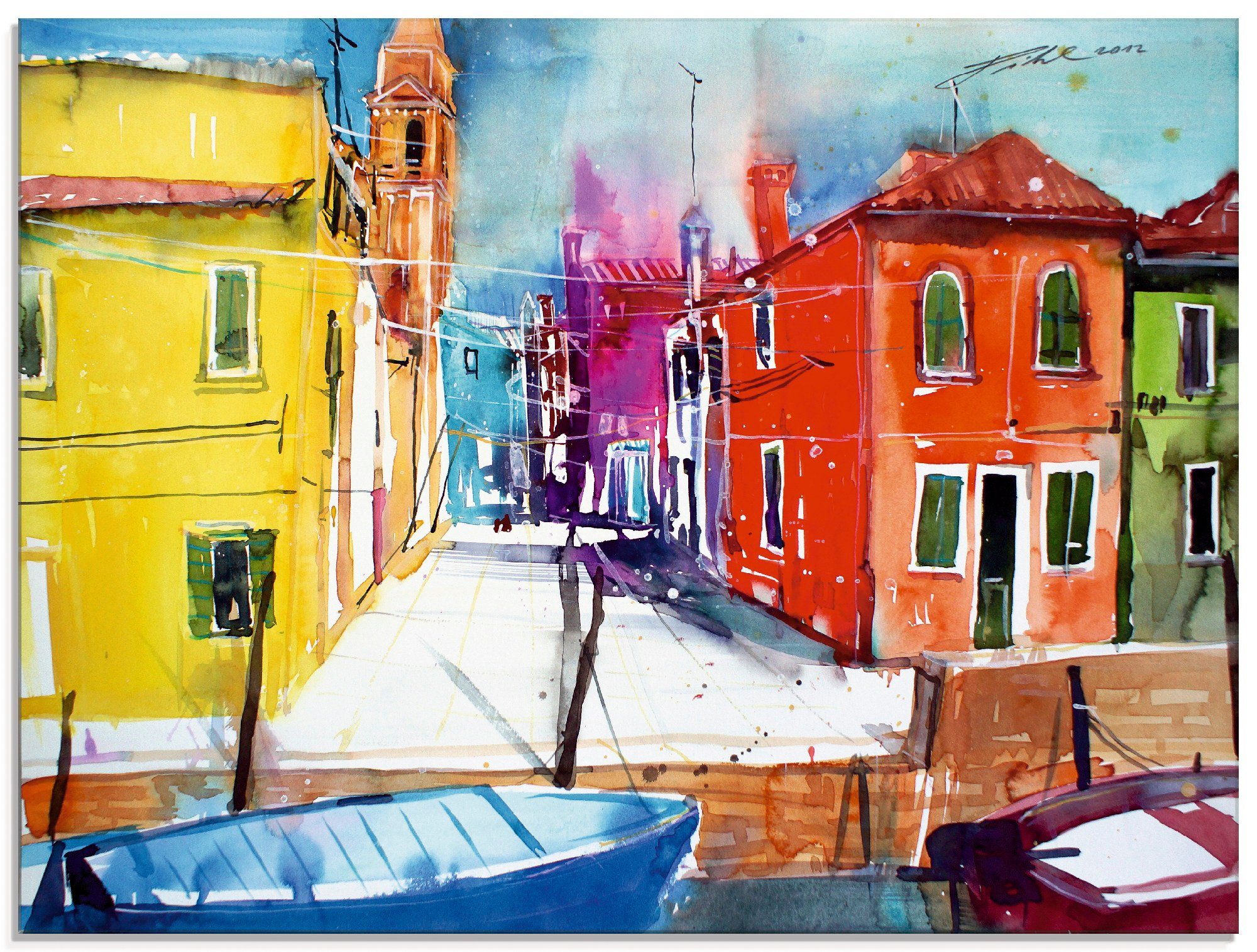 Artland Glasbild »Venedig, Burano, Fondamenta del Pizzo«, Italien (1 Stück)-Otto