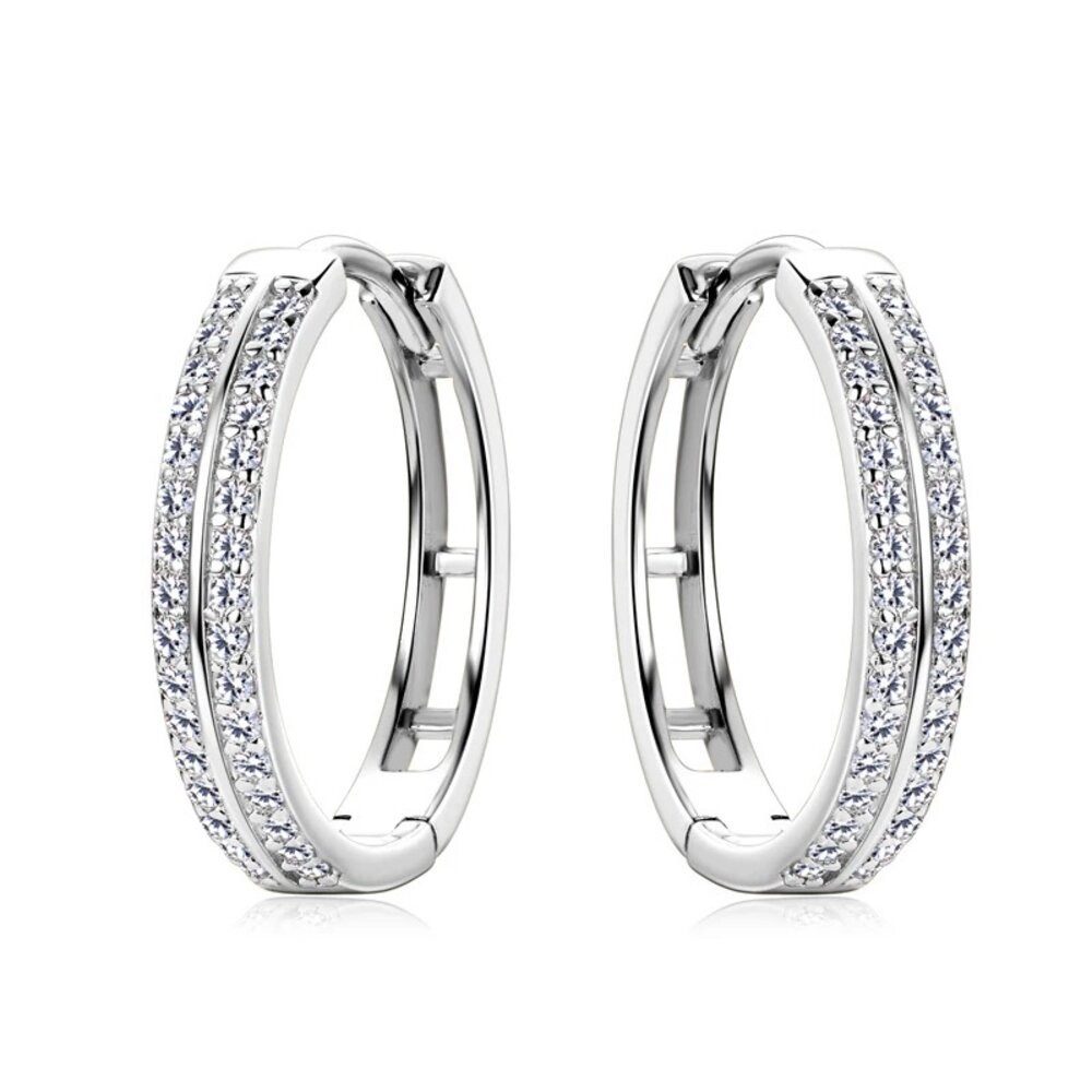 Paar Creolen Funkelnde Damen Moissanit Creolen 18mm Gold 925 Sterling Silber
