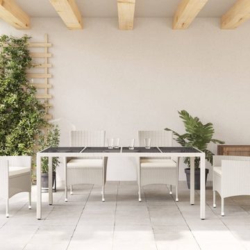 vidaXL Gartentisch Gartentisch mit Glasplatte Weiß 190x90x75 cm Poly Rattan