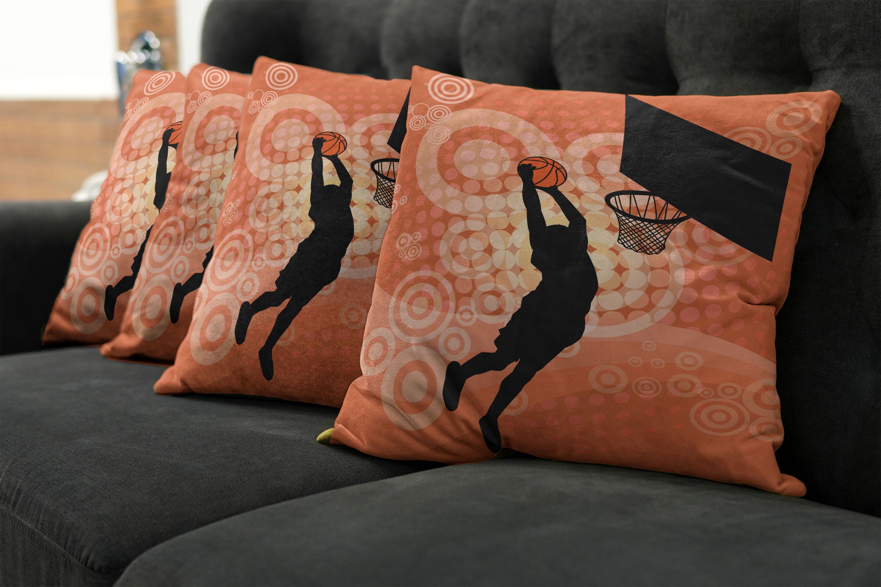 Kissenbezüge Modern Dunk Athlet Doppelseitiger Stück), Orange Abakuhaus Accent (4 Digitaldruck, Basketball