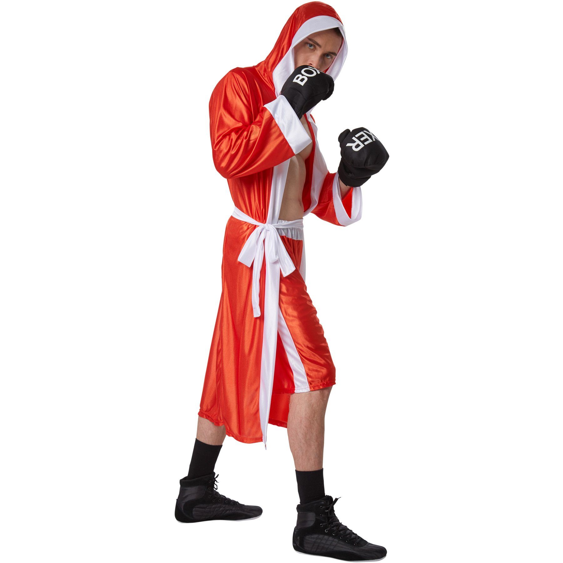 dressforfun Kostüm Boxer/Ringer, in der Farbe rot/weiß, Gr. XXL, Gürtel zum Schnüren, Boxhandschuhe mit Klettverschluss, Shorts mit angenehmen Gummizug