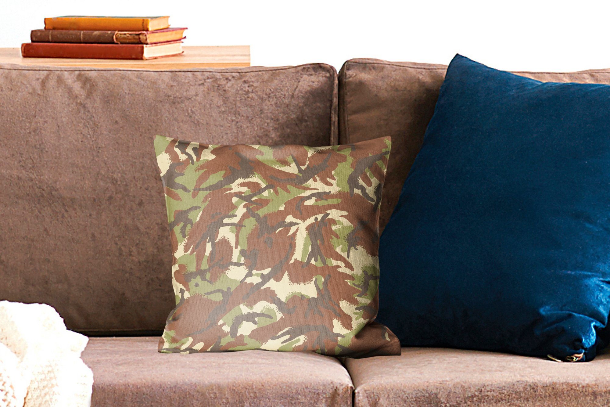 MuchoWow Dekokissen Camouflage-Muster Wohzimmer, Sofakissen mit in Farben, Schlafzimmer, Füllung Zierkissen für Deko, natürlichen