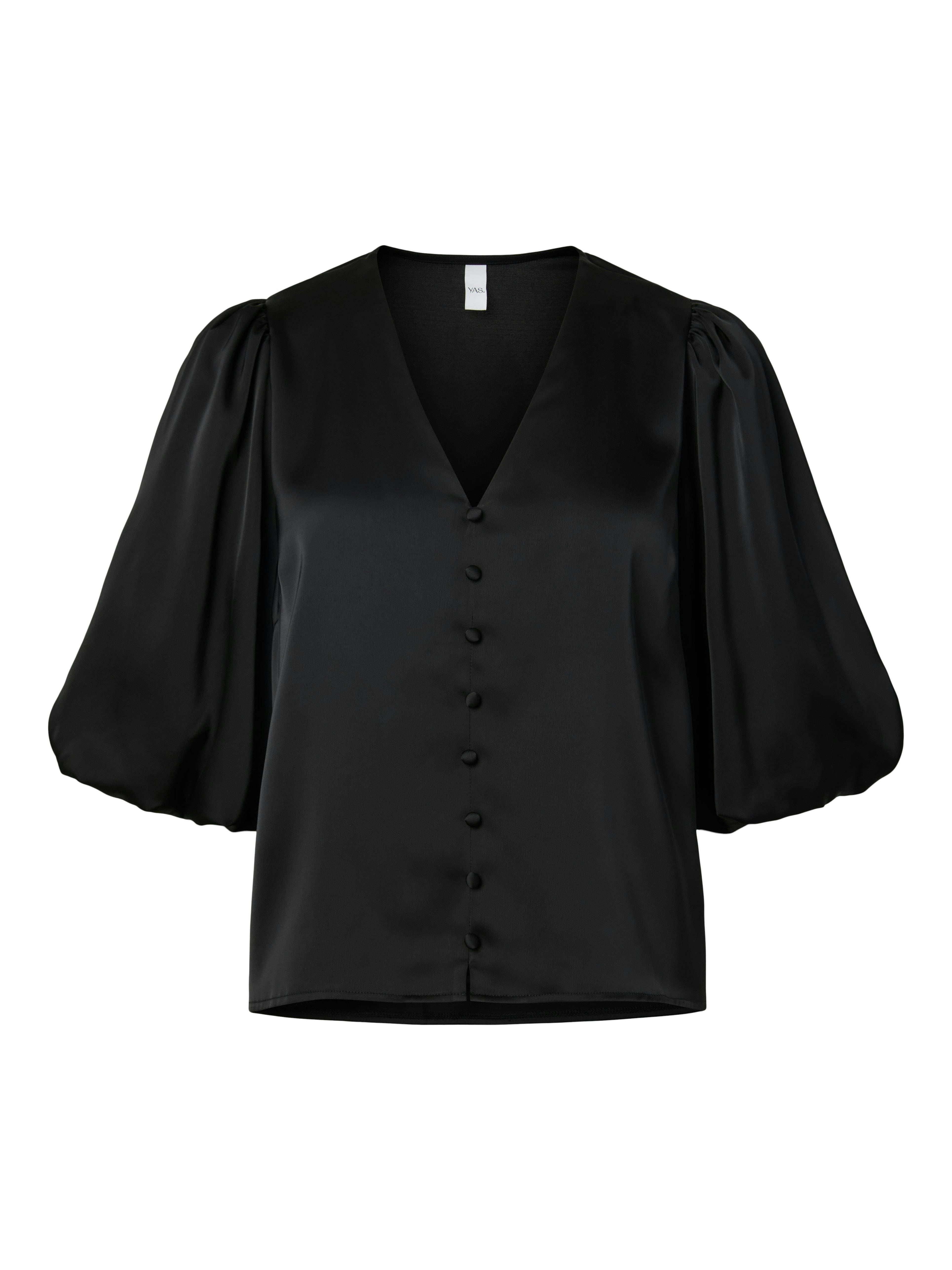 Y.A.S Kurzarmbluse YASPELLA 2/4 V-NECK TOP S. NOOS Materialmix, regular fit