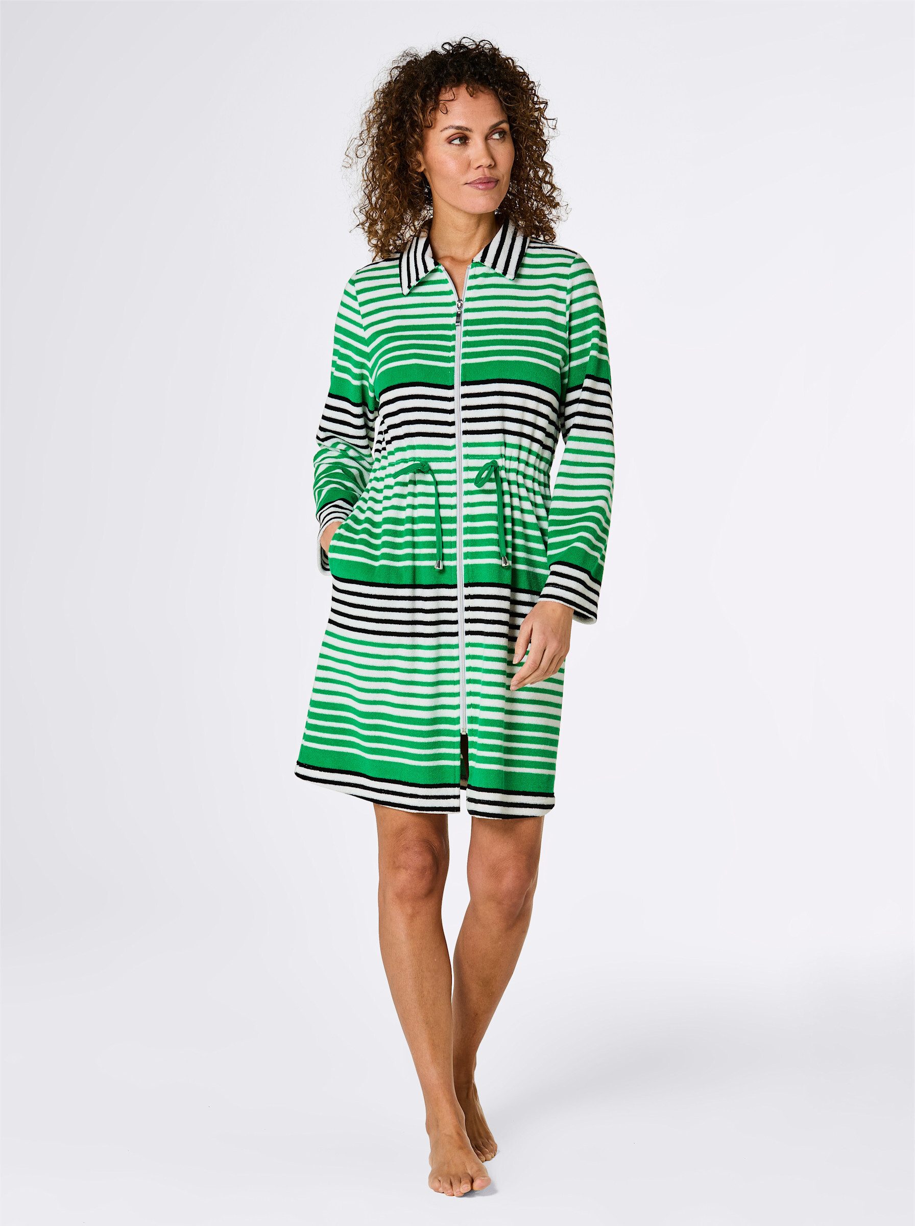 Witt Damenbademantel Bademantel ., Länge ca. 95 cm, Baumwolle, Reißverschlu günstig online kaufen