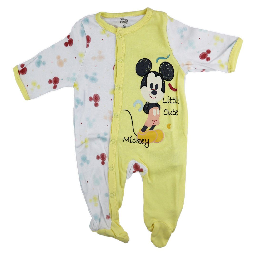 Disney Langarmwickelbody Disney Mickey Maus Baby Kleinkind Strampler Einteiler Gr. 62 bis 92, 100% Baumwolle Gelb