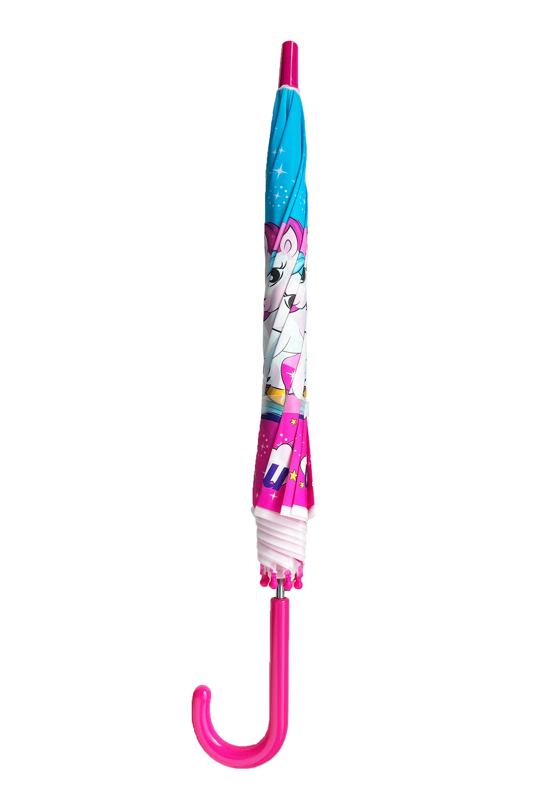 einhorn Stockregenschirm Kinder Mädchen Atumatik-Regenschirm Stock-Schirm Kuppelschirm, windfest