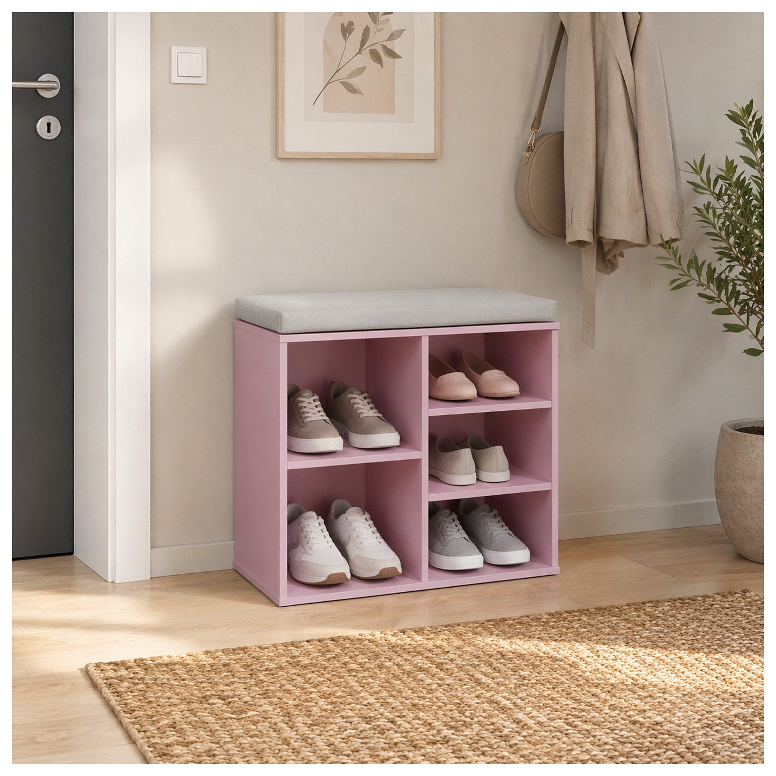 HTI-Living Schuhregal Schuhbank Katja 5 Regalfächer Rosa, Stück 1-tlg.