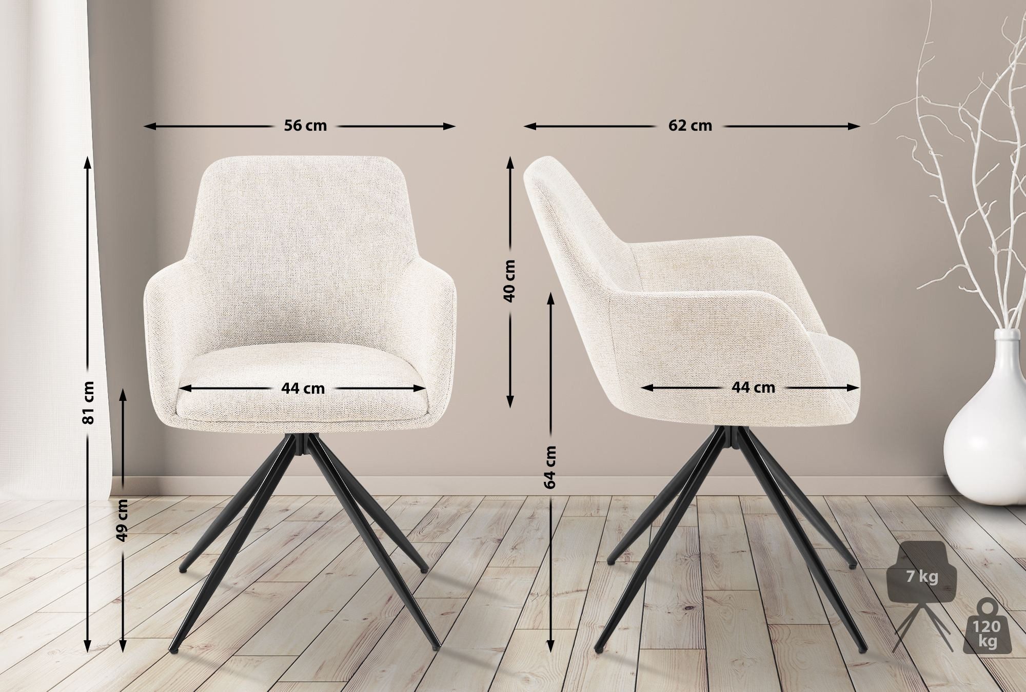 CLP Esszimmerstuhl Olema, mit Stoffbezug, schwenkbarer Polsterstuhl günstig online kaufen