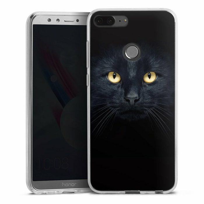 DeinDesign Handyhülle Katze Auge schwarz Tom Cat Huawei Honor 9 Lite Silikon Hülle Bumper Case Handy Schutzhülle