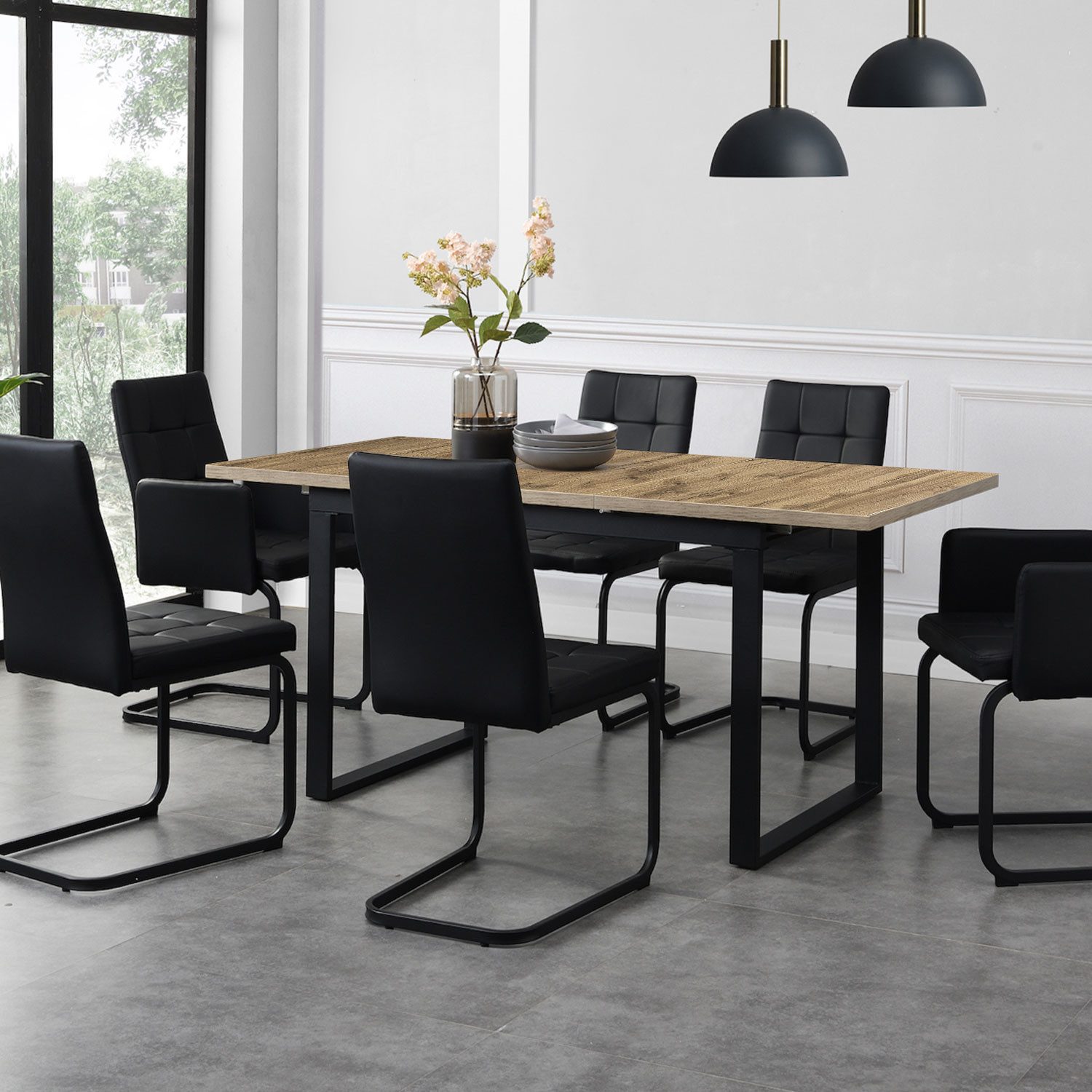 B&D home Esstisch LARS, Metallgestell schwarz oder weiß, ausziehbar 120-160 günstig online kaufen