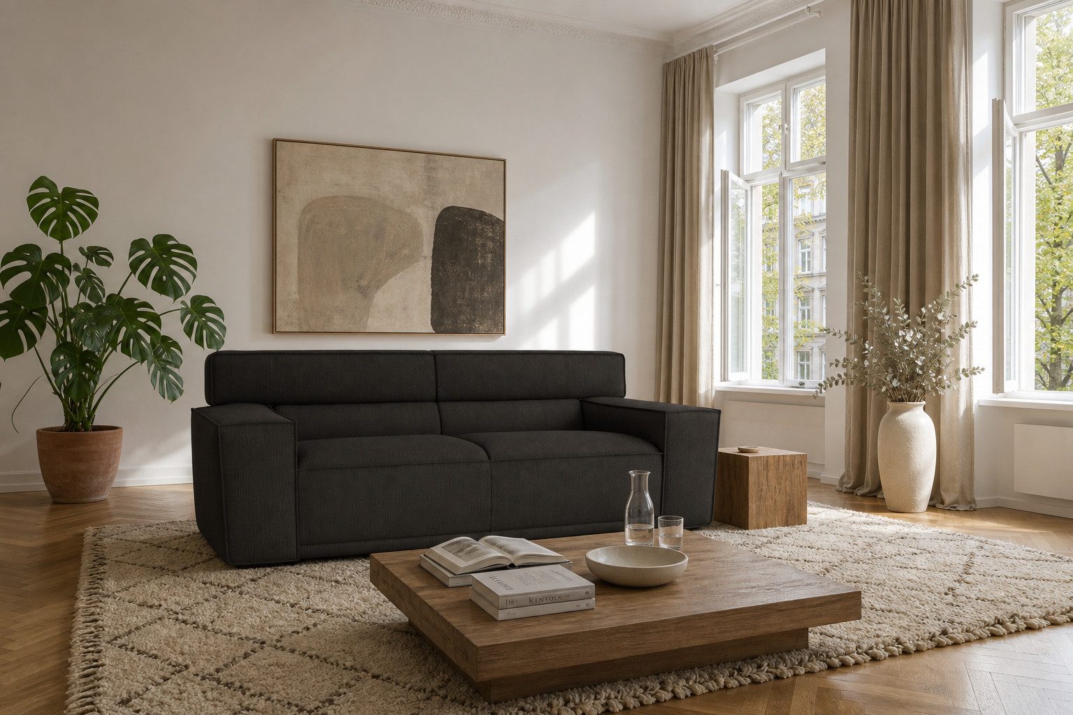 foamnova 3-Sitzer Umea, B: 204 cm, modern, klare Linien, für bis zu 3 Personen
