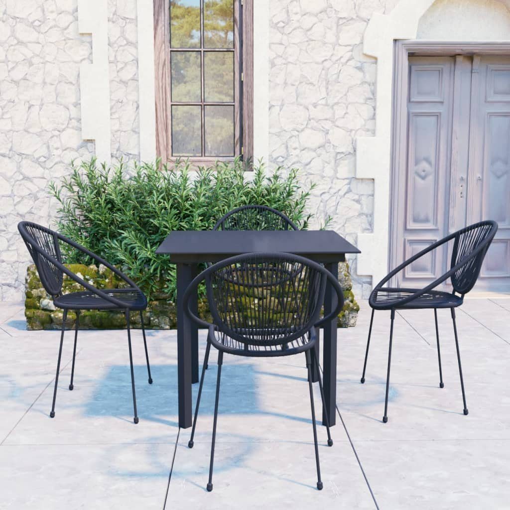 vidaXL GartenEssgruppe »5tlg. GartenEssgruppe PVC Rattan Schwarz