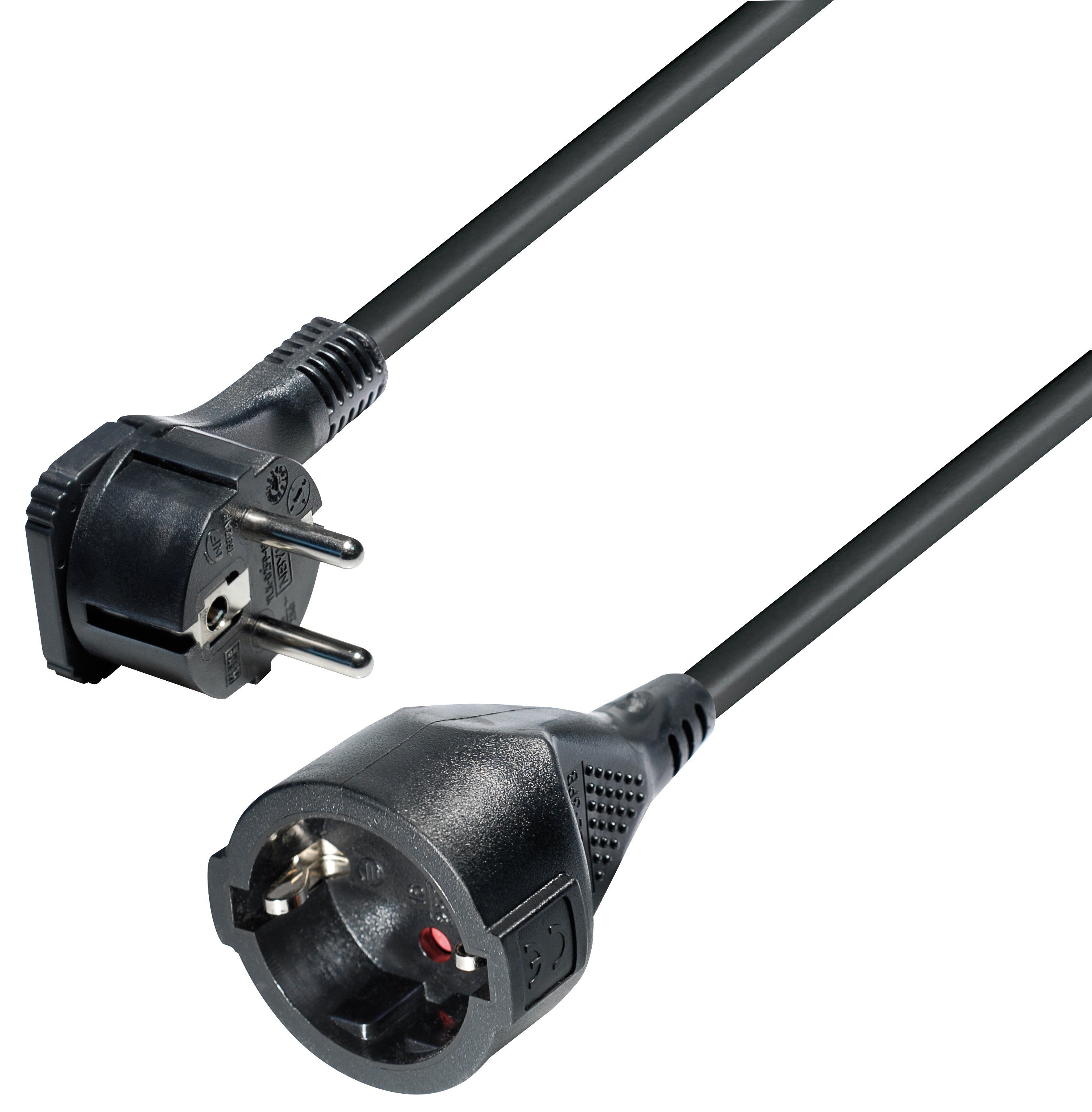 Maxtrack Verlängerungskabel, CEE 7/7, (1000 cm), Schutzkontakt-Verlängerungskabel mit flachem Winkelstecker