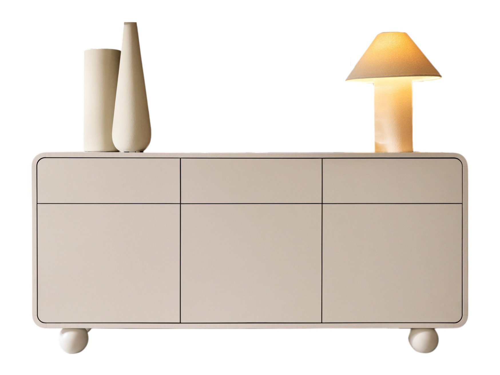 Compleo Kommode Sideboard elegant, auf runden Füßen, Japandi, Scandi ALDOS