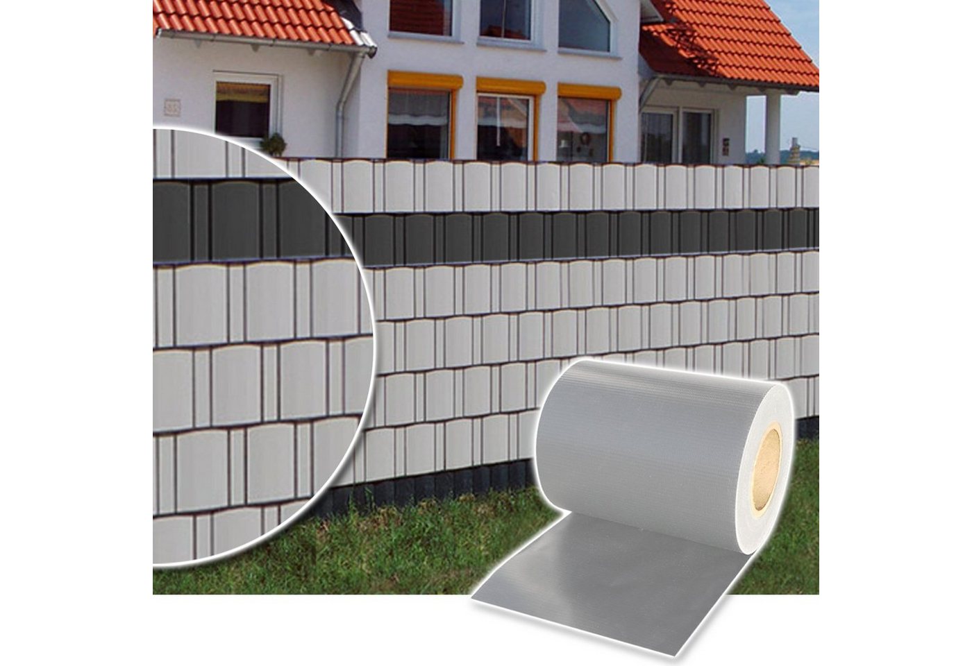 Thumbnail - Plantiflex Sichtschutzstreifen Sichtschutz Rolle 35m blickdicht PVC Zaunfolie, (Sichtschutzfolie Windschutz, für Doppels...