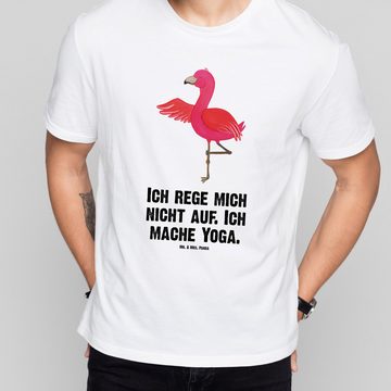 Mr. & Mrs. Panda T-Shirt Flamingo Yoga - Weiß - Geschenk, Junggesellenabschied, Jubiläum, Yoga (1-tlg)