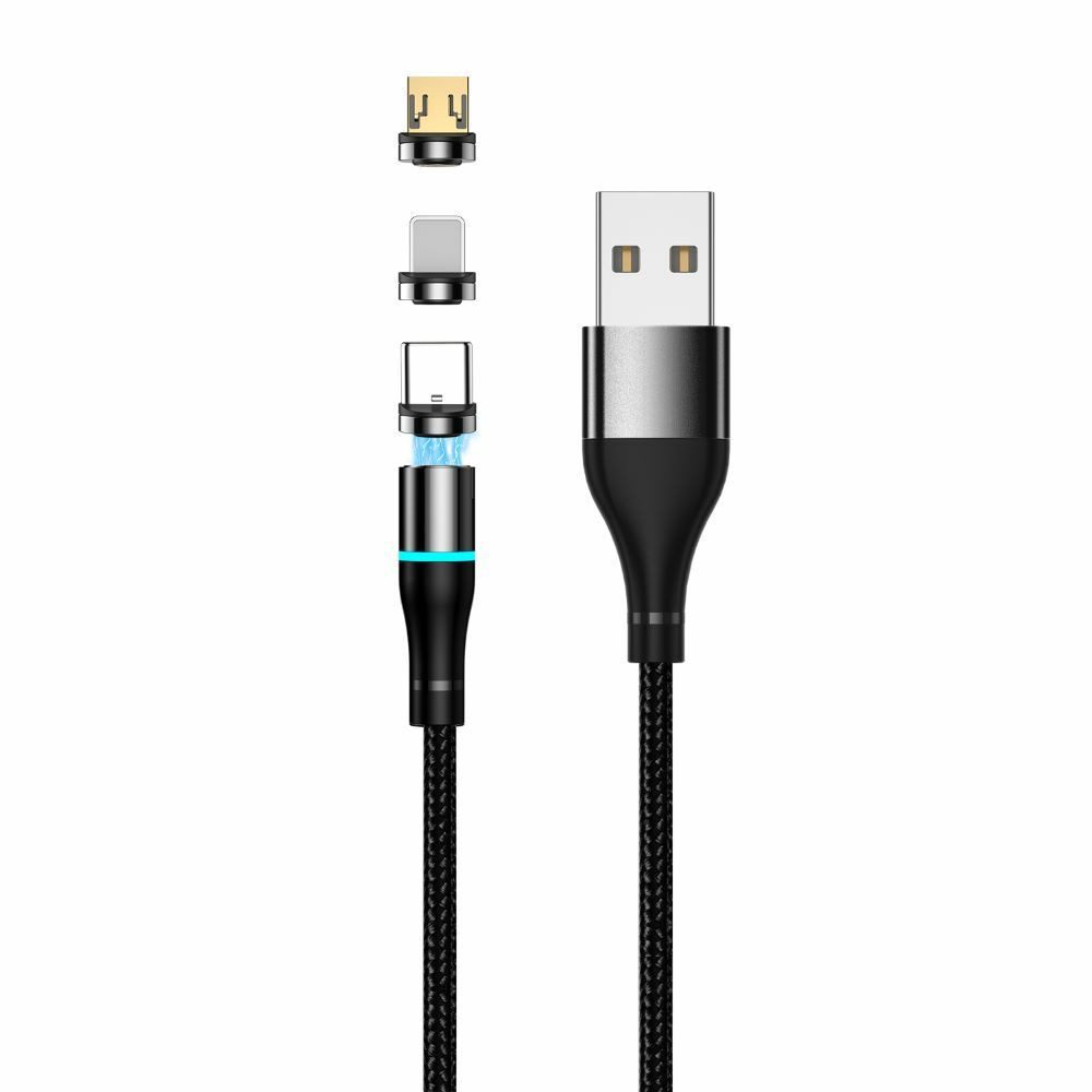 Kremer Magnetisches Schnelllade-Datenkabel 3in1 USB-C, iPhone, Micro-USB Smartphone-Kabel