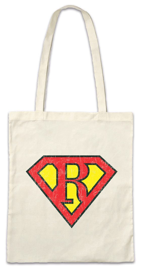 Beuteltasche Super R Stofftasche Buchstabe Initialen Vorname Nachname Man Fasching