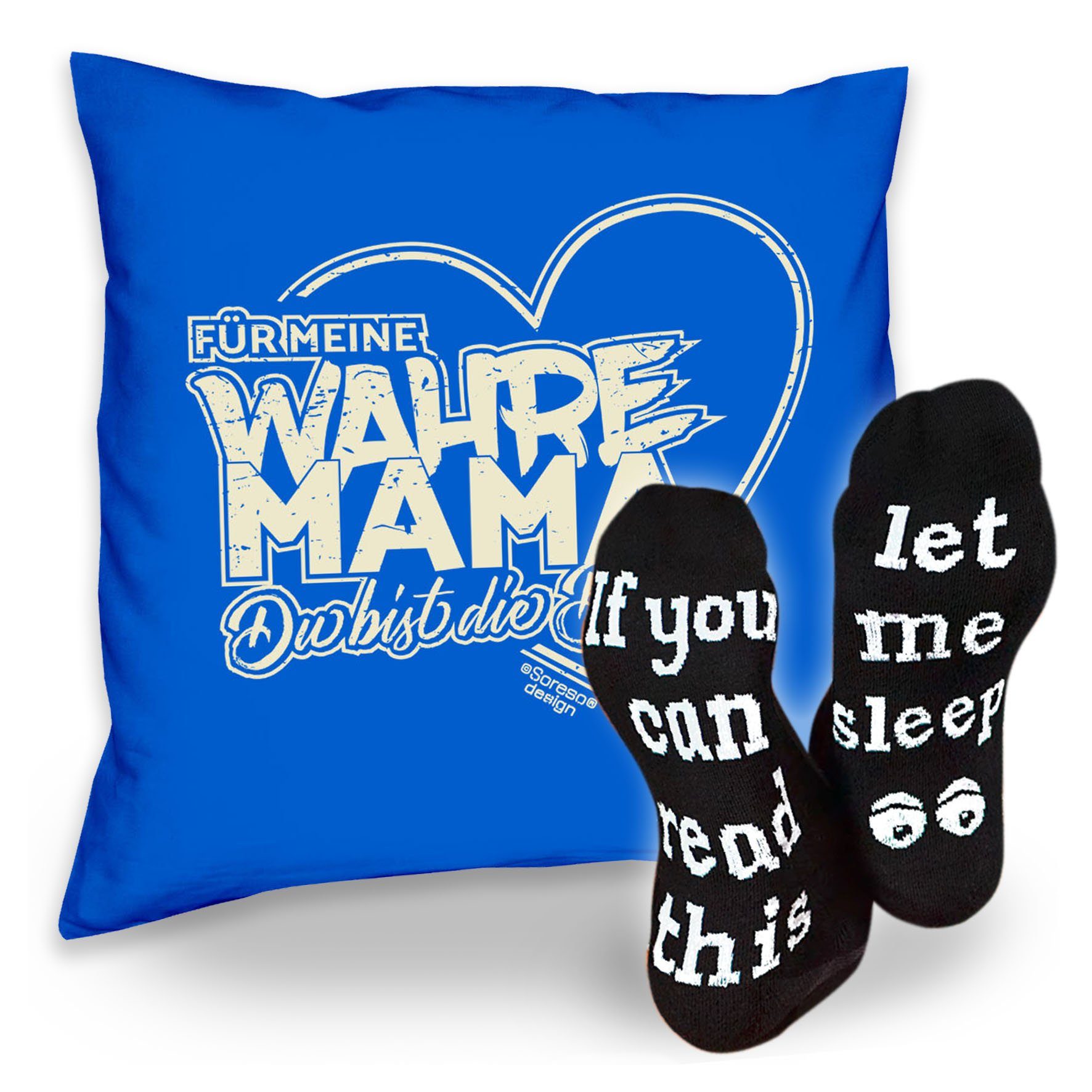 Für Mama Mama wahre Dekokissen & Sleep, Muttertag Soreso® Sprüche meine Socken royal-blau Kissen Muttertagsgeschenk