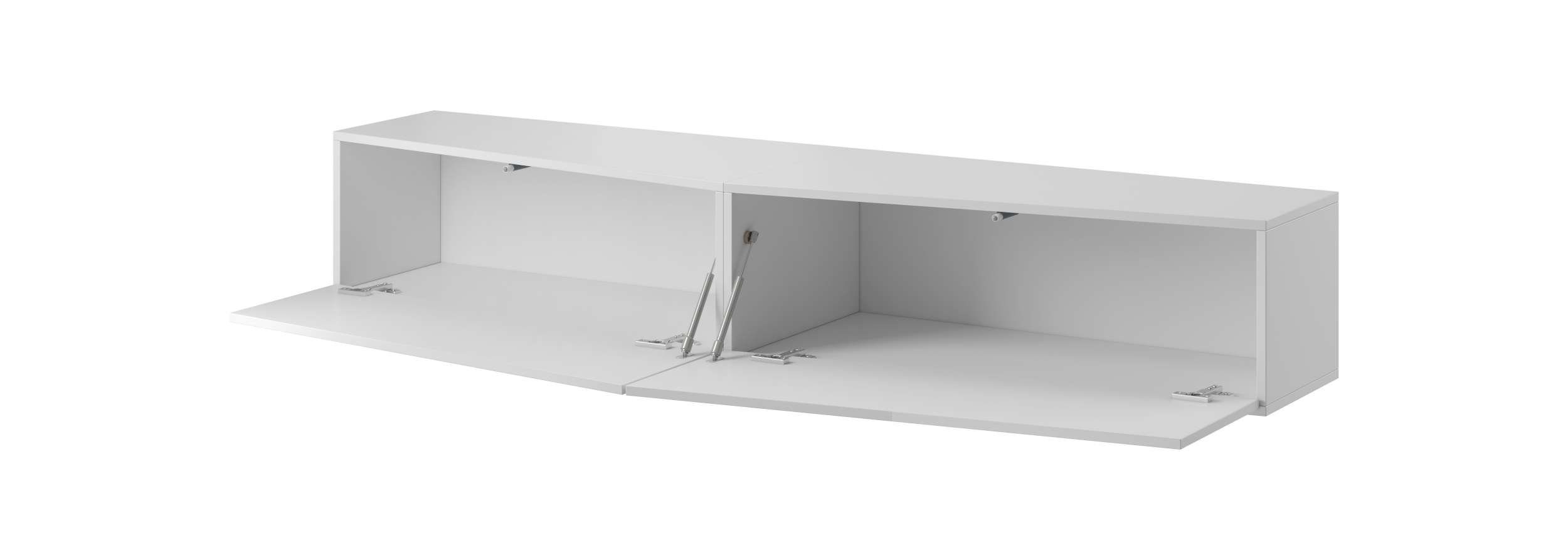 Wohnmöbel, VIII, bestehend Weiß aus 4xHängeschrank, - (Set Wohnwand Weiß Vago hängbar mit SLATE variabel Wohnzimmer-Set), Modern Matt Stylefy (6-St), Push-to-Open, 2xHängevitrine Hochglanz Design, und