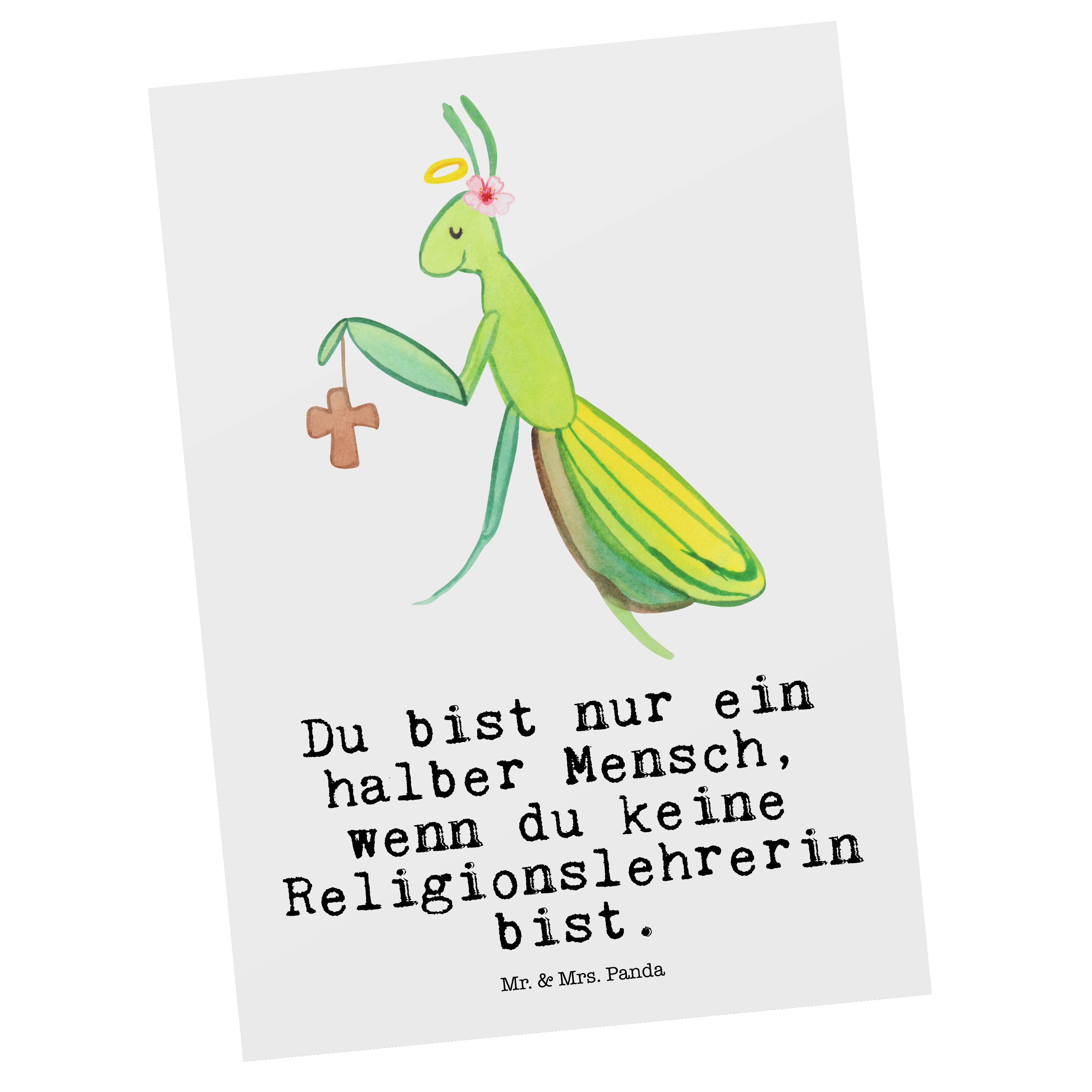 Postkarte Herz - Mrs. Geschenk, Grund Panda - Mr. Weiß & mit Geburtstagskarte, Religionslehrerin
