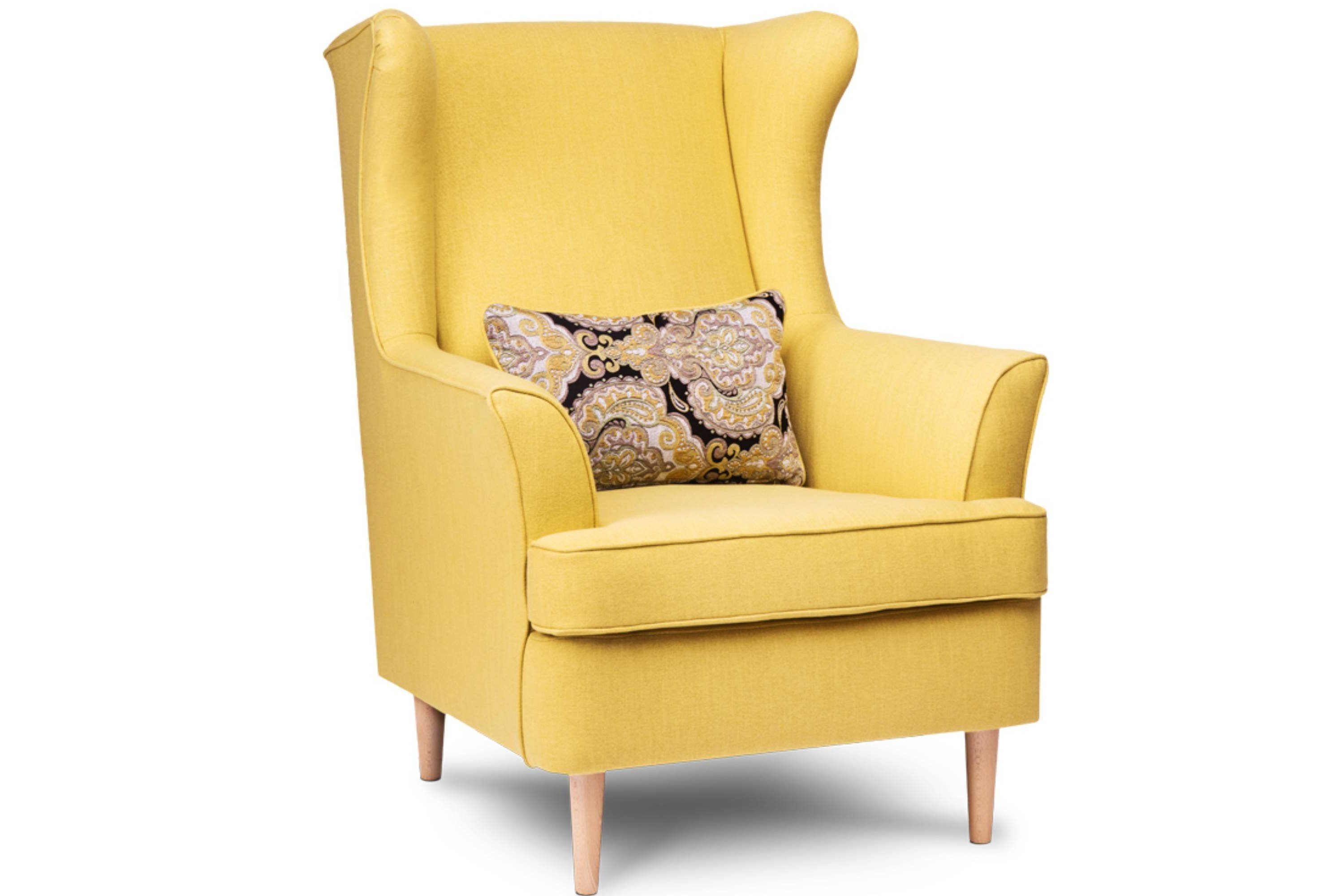 Konsimo Design, Sessel, hohe inklusive Kissen STRALIS zeitloses dekorativem Füße, Ohrensessel