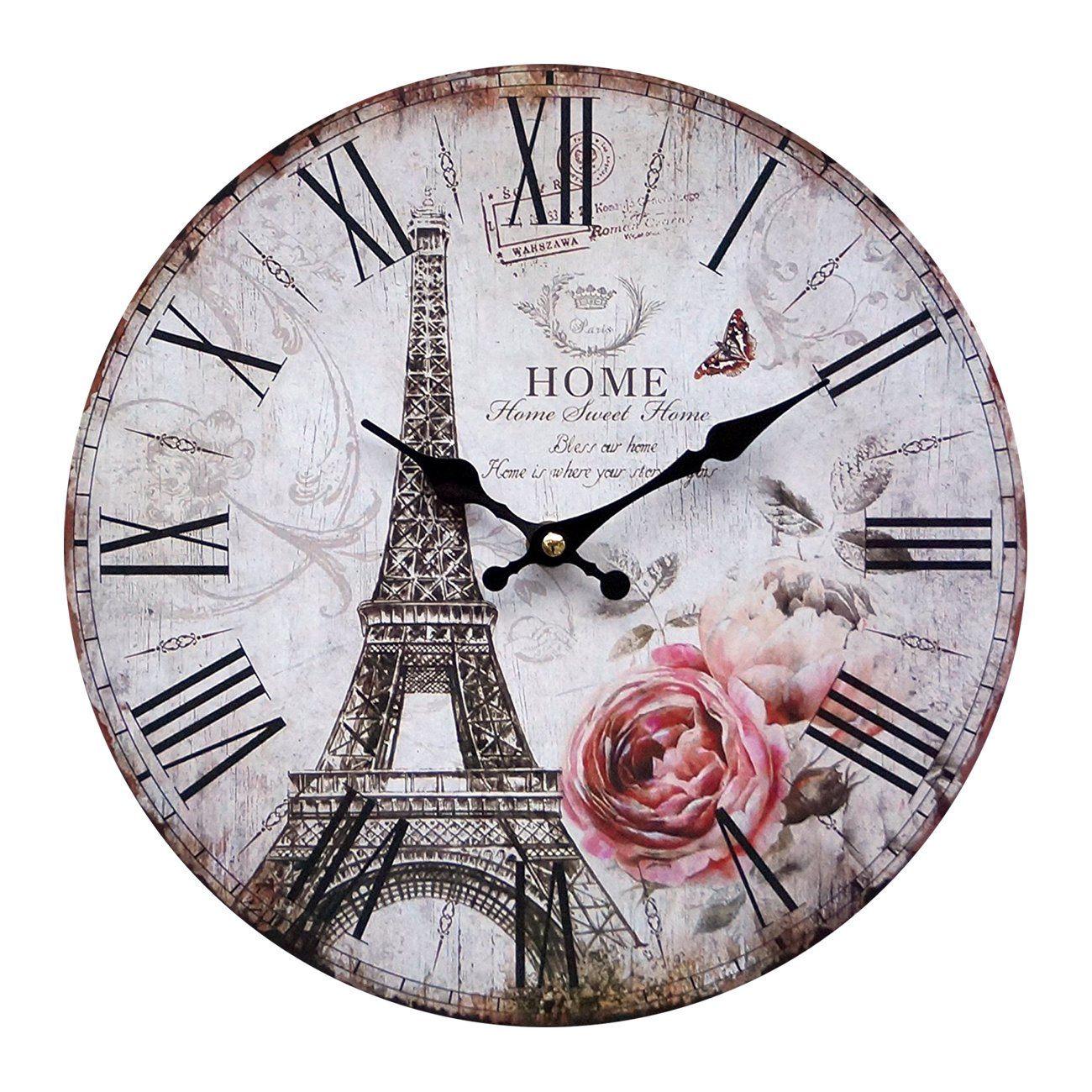 LB H&F Lilienburg Wanduhr Wandur Uhr Vintage Küchenuhr weiß schwarz lautlos günstig online kaufen