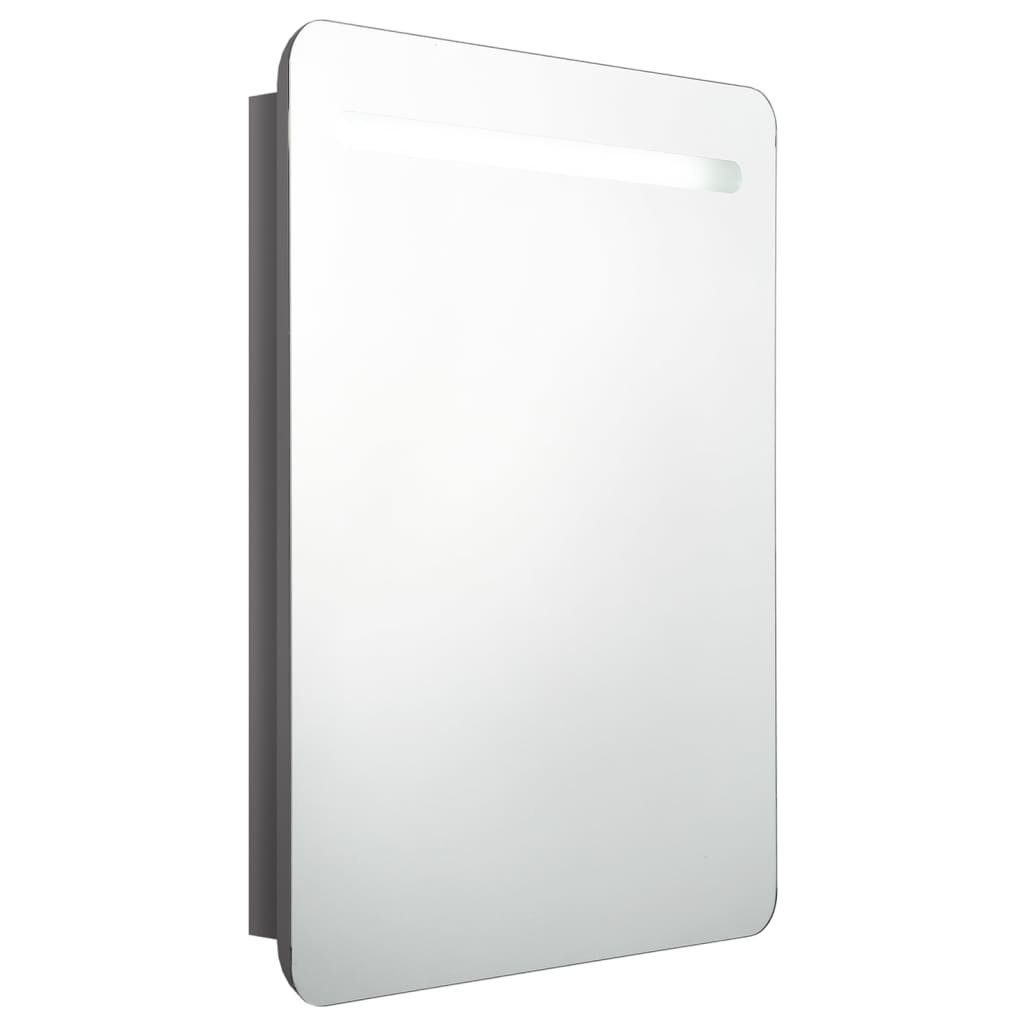 (1-St) Badezimmerspiegelschrank 60x11x80 Grau vidaXL Glänzendes LED-Bad-Spiegelschrank cm Hochglanz-Grau