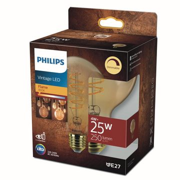 Philips LED-Leuchtmittel LED Lampe ersetzt 25W, E27 Globe G93, gold, warmweiß, 250 Lumen, dimmb, n.v, warmweiss