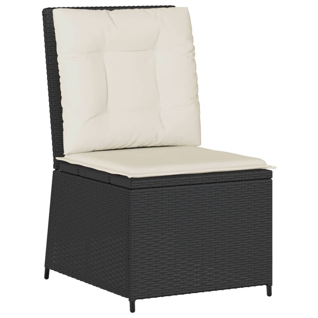 vidaXL Loungesofa Gartensessel mit Liegefunktion und Kissen Schwarz Poly Rattan, 1 Teile